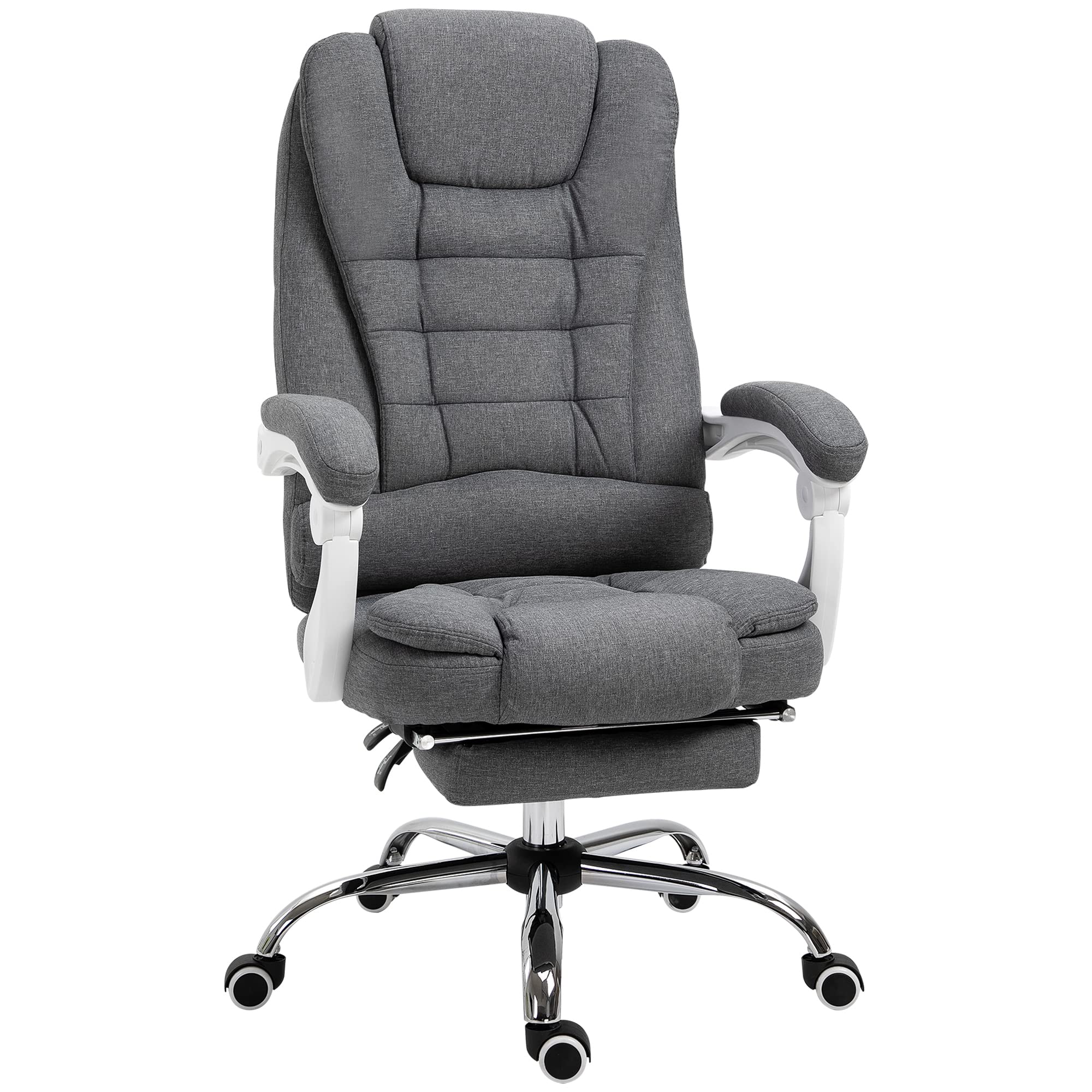 Vinsetto Ergonomic High-Back Executive Office Chair with Adjustable Footrest - Breathable Linen Fabric Computer Desk Chair with Padded Armrests - Gray - Perfect for Home Office, Gaming & Workspaces