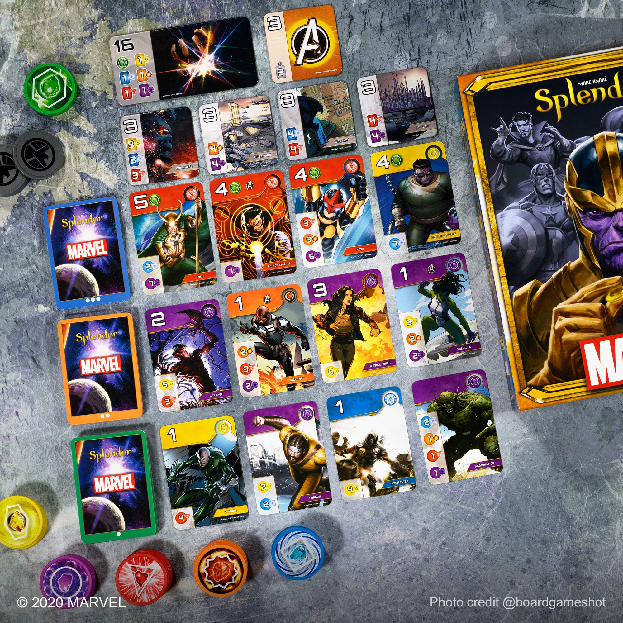 Splendor Marvel Board Game by Space Cowboys - Strategy Card Game for 2-4 Players Ages 10+ | Family Game Night Essentials | Perfect for Parties, Gifts & Indoor Activities | English Version