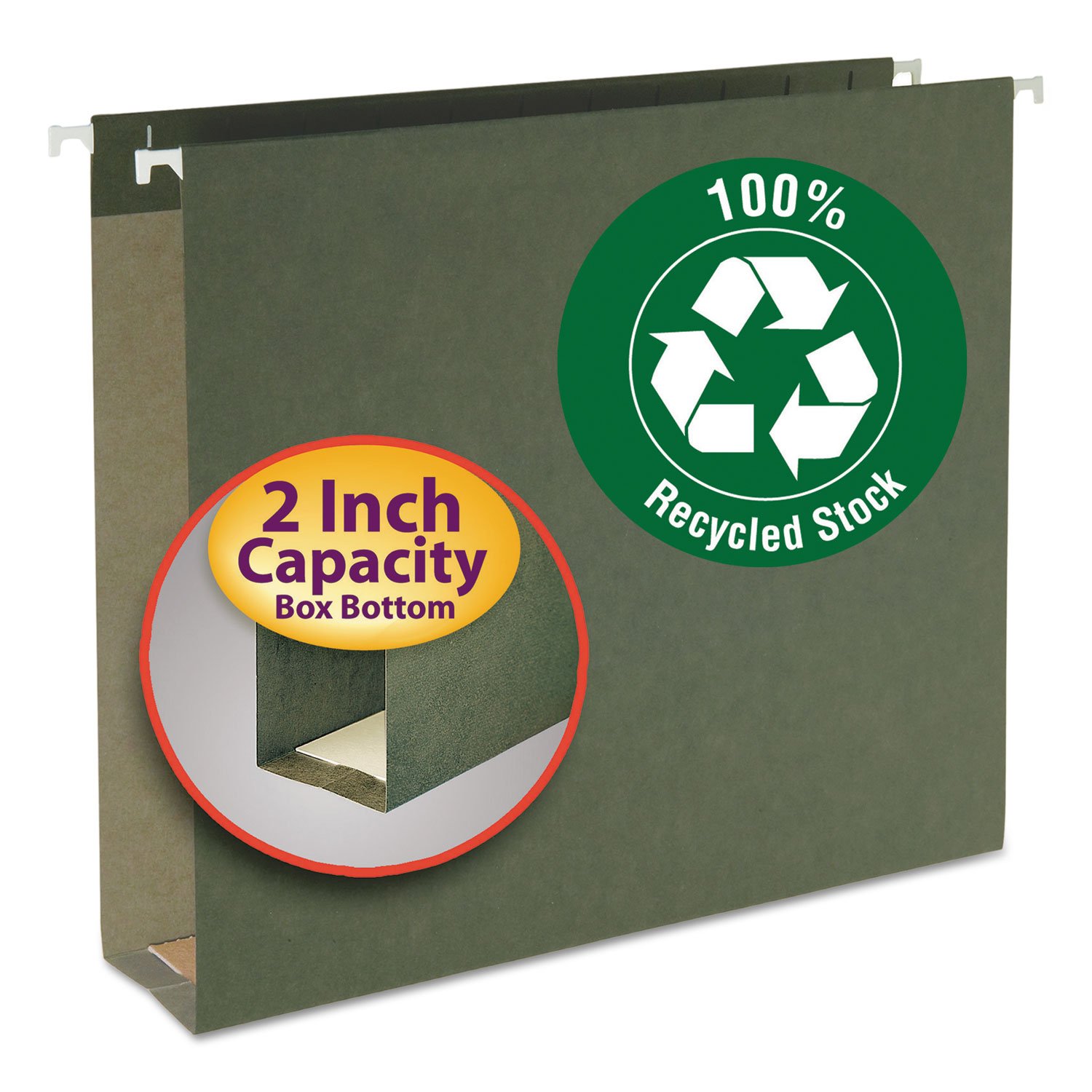 Smead 65090 2-Inch Box Bottom Hanging File Folders - Letter Size, Green, 25-Pack - Perfect for Office Organization & Document Storage