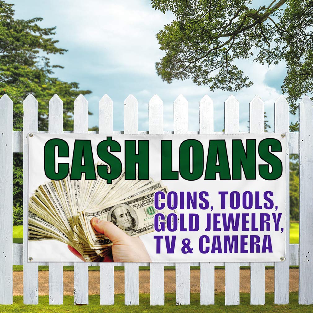 Custom Vinyl Banners 60x144 Inches - Weatherproof Outdoor Business Signs with 10 Grommets for Loans, Coins, Gold Jewelry & TV Advertising | Perfect for Storefronts, Trade Shows & Yard Sales