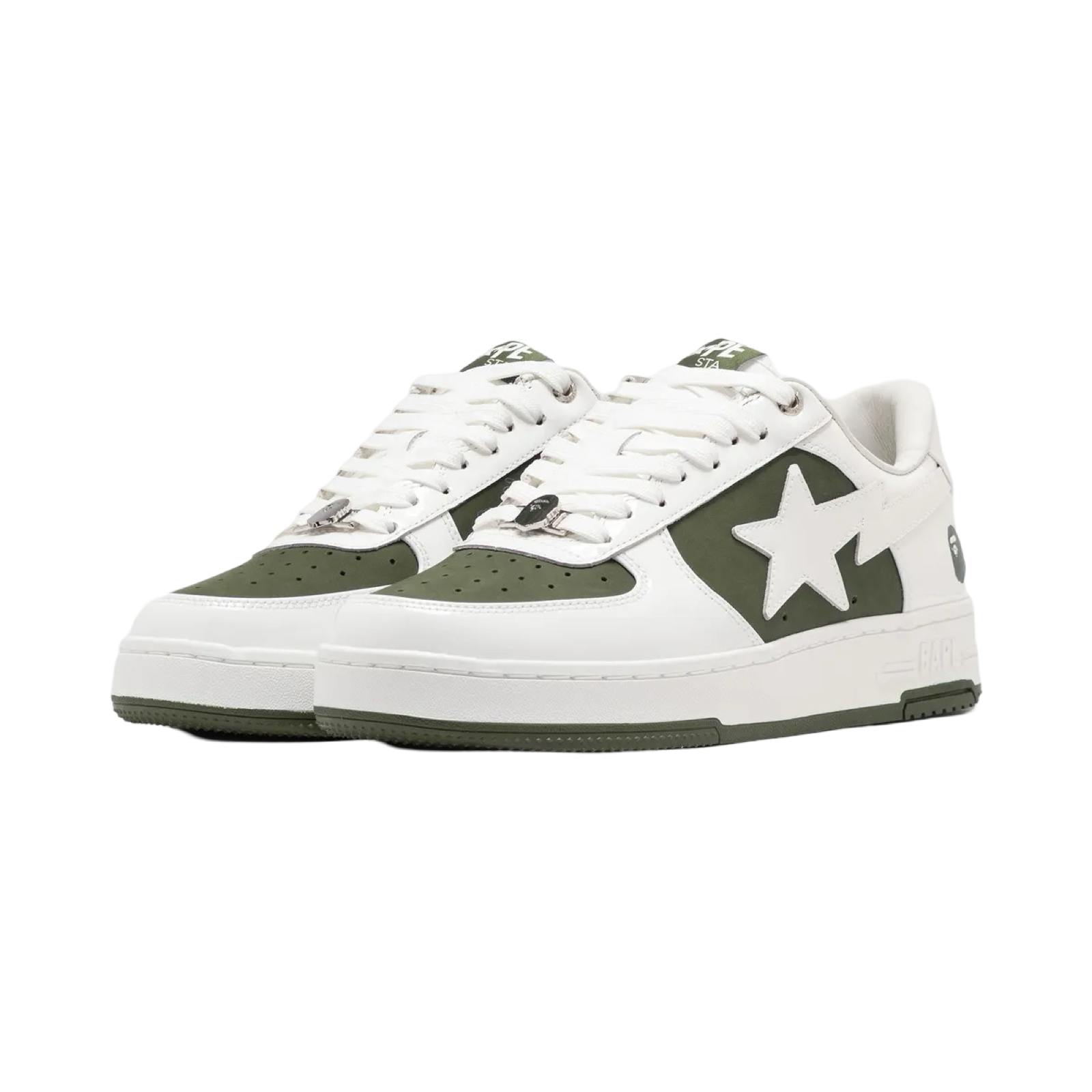 BAPE Bapesta #6 M2 Low Sneakers in Olive & White - Stylish Streetwear for Men | Perfect for Casual Outfits & Sneaker Collectors