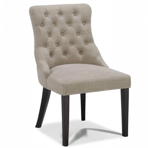 CHITA Farmhouse Tufted Dining Chairs Set of 2 - Modern Upholstered High Back Fabric Dining Room Chairs in Flax Beige - Perfect for Kitchen, Dining Room, and Farmhouse Decor