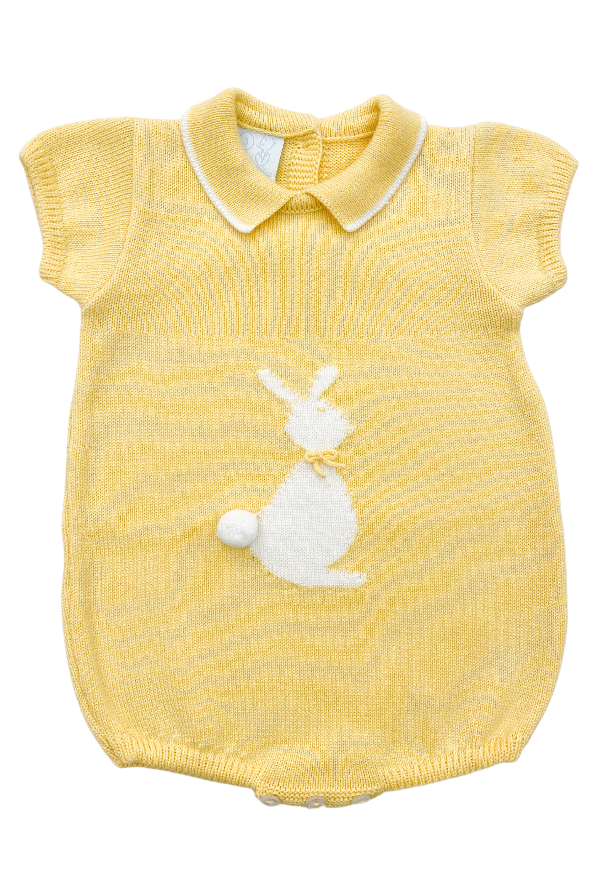 Adorable Pale Yellow Knit Bunny Romper for Baby Girls - Soft Cotton Easter Outfit & Photoshoot Costume - Perfect for Easter Celebrations, Newborn Photography, and Special Occasions