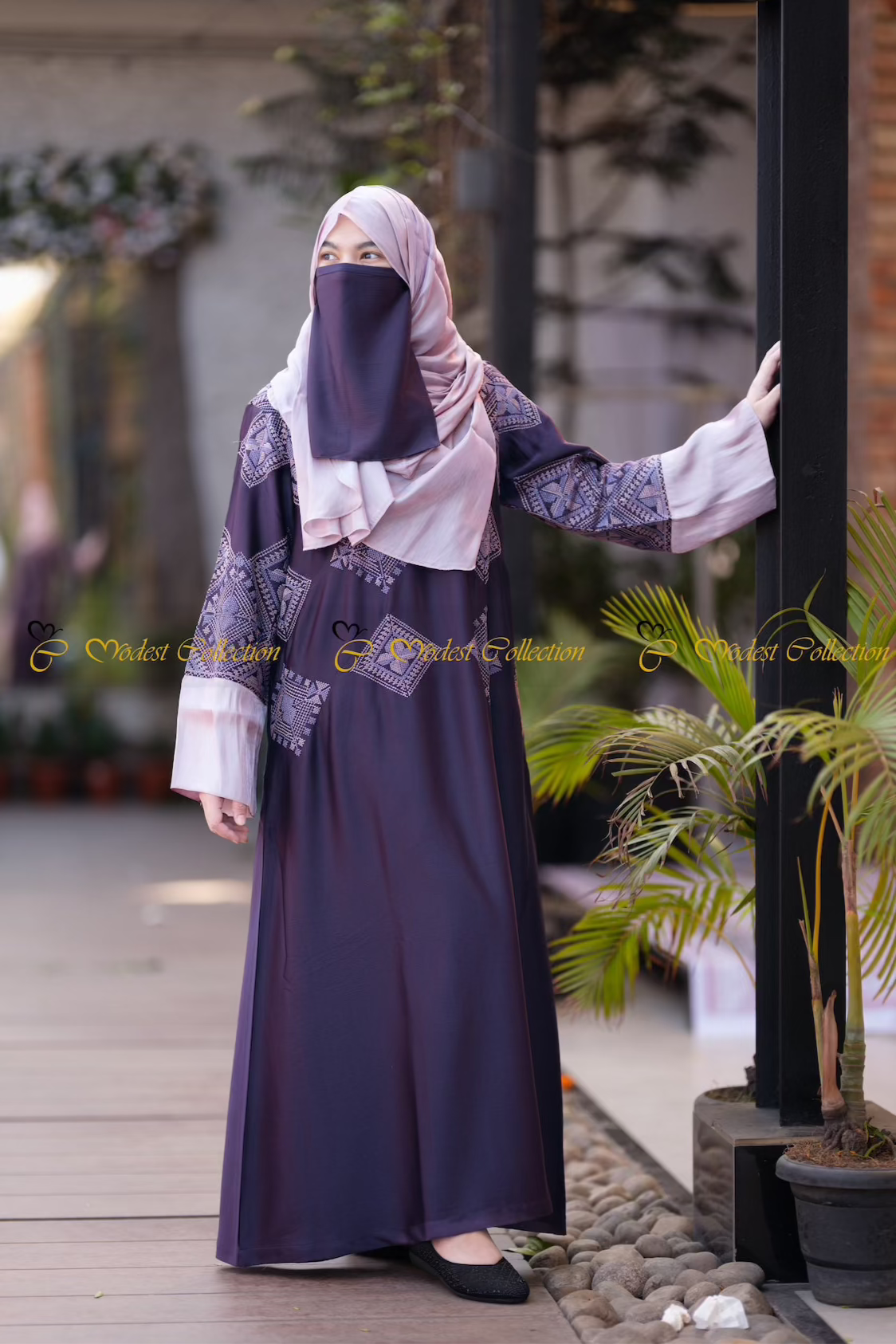Nafiza Embroidered Abaya for Women - Elegant Islamic Prayer Dress with Intricate Embroidery - Perfect for Mosque, Eid, and Special Occasions