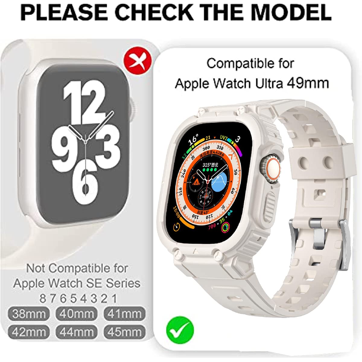 **VeveXiao Rugged Protective Case with Band for Apple Watch Ultra 49mm - Shockproof Bumper Cover with Durable Strap for Men & Women - Perfect for Outdoor Sports, Hiking & Daily Use**