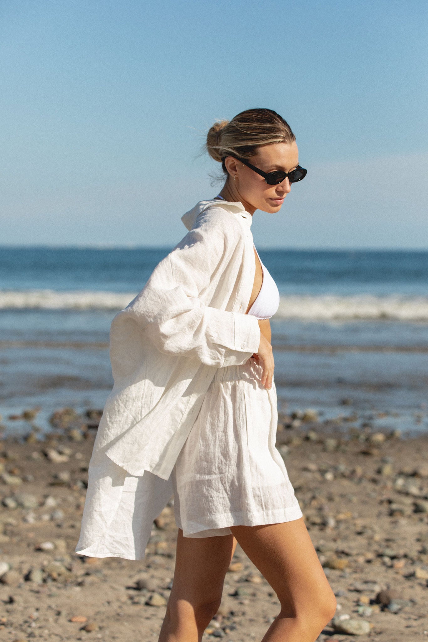 Stylish Capri Linen Oversized Button Down Shirt for Women - Perfect for Summer Beach Vacations, Casual Outings & Boho Chic Style