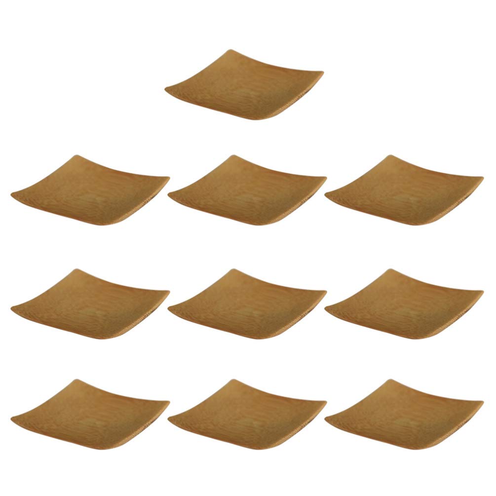 Amosfun 10-Piece Bamboo Fondue Plates Set - Mini Square Wooden Sauce Dishes for Sushi, Appetizers & Dipping Bowls | Perfect for Parties, Dinnerware & Home Entertaining