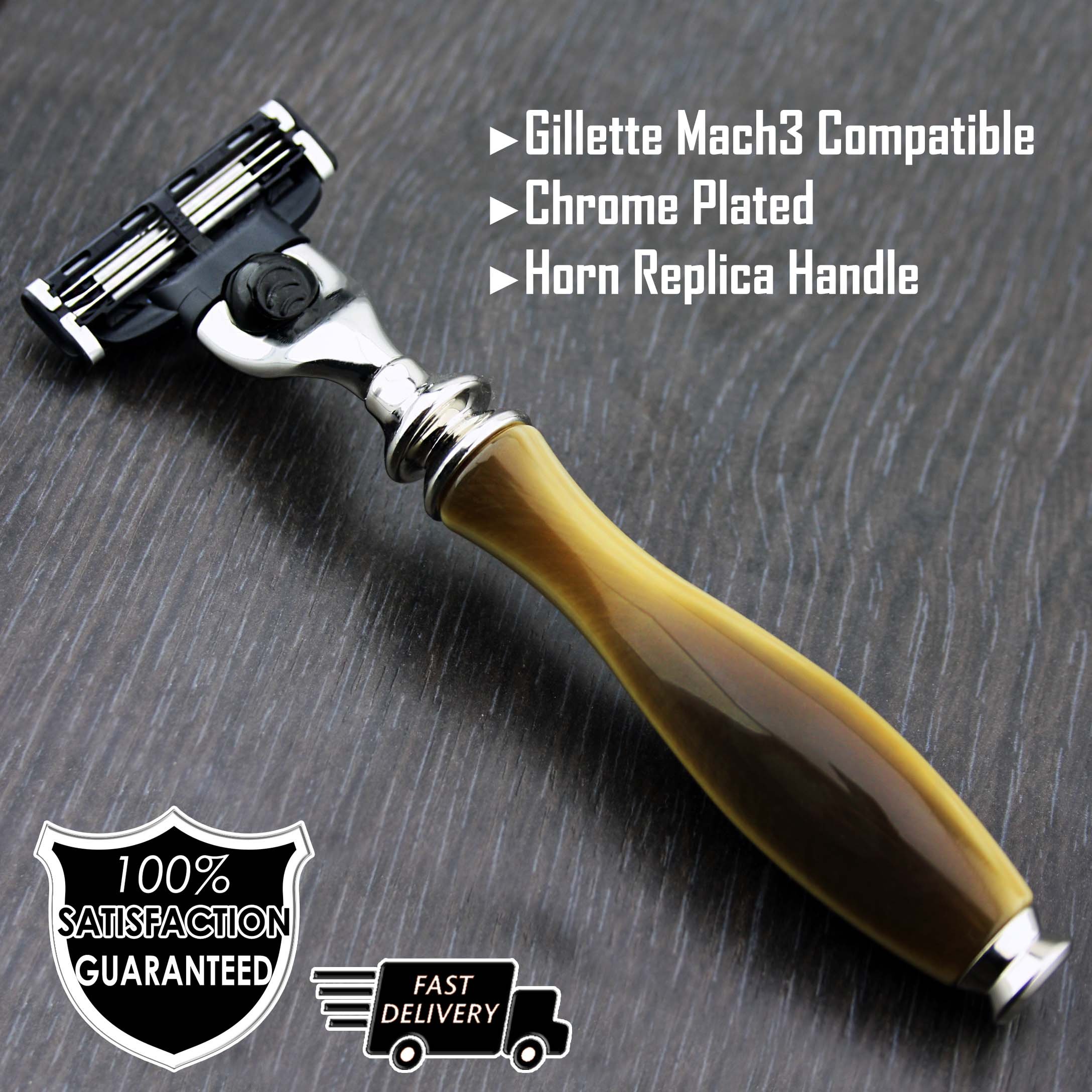 Premium Triple Edge Cartridge Razor for Men with Horn Replica Handle | Smooth Shaving & Grooming Kit | Perfect Gift for Dad, Husband & Boyfriend | Ideal for Daily Shaving, Travel & Special Occasions