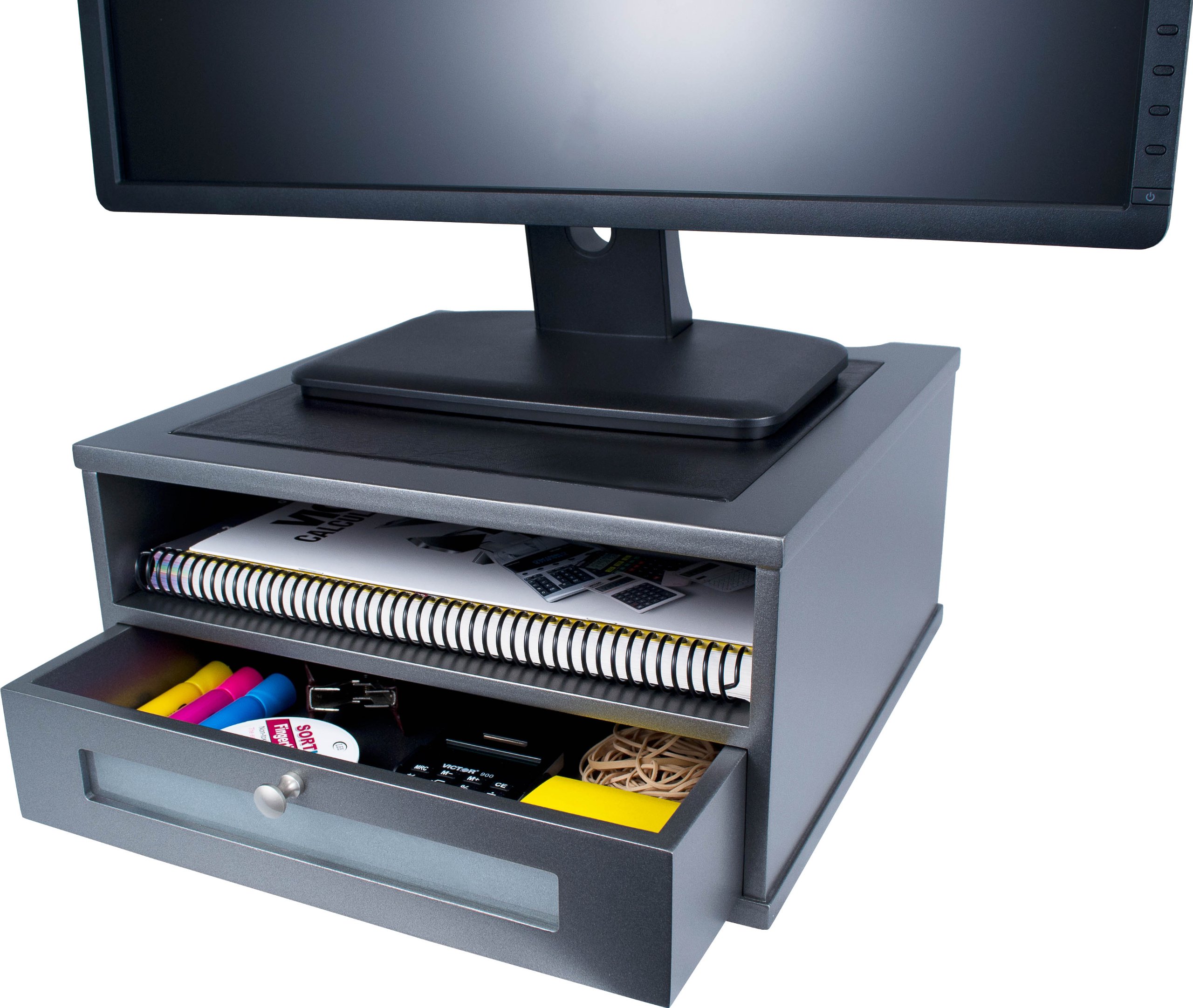 Victor S1175 Monitor Riser Stand - Adjustable Ergonomic Laptop & Computer Screen Stand (Classic Silver) - Perfect for Home Office, Gaming Setup & Workspace Organization