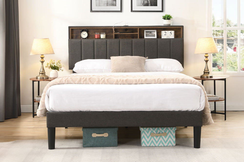 Beth 2178 Modern Platform Bed Frame - Queen Size Wooden Bed with Sturdy Slat Support | Perfect for Contemporary Bedrooms & Guest Rooms