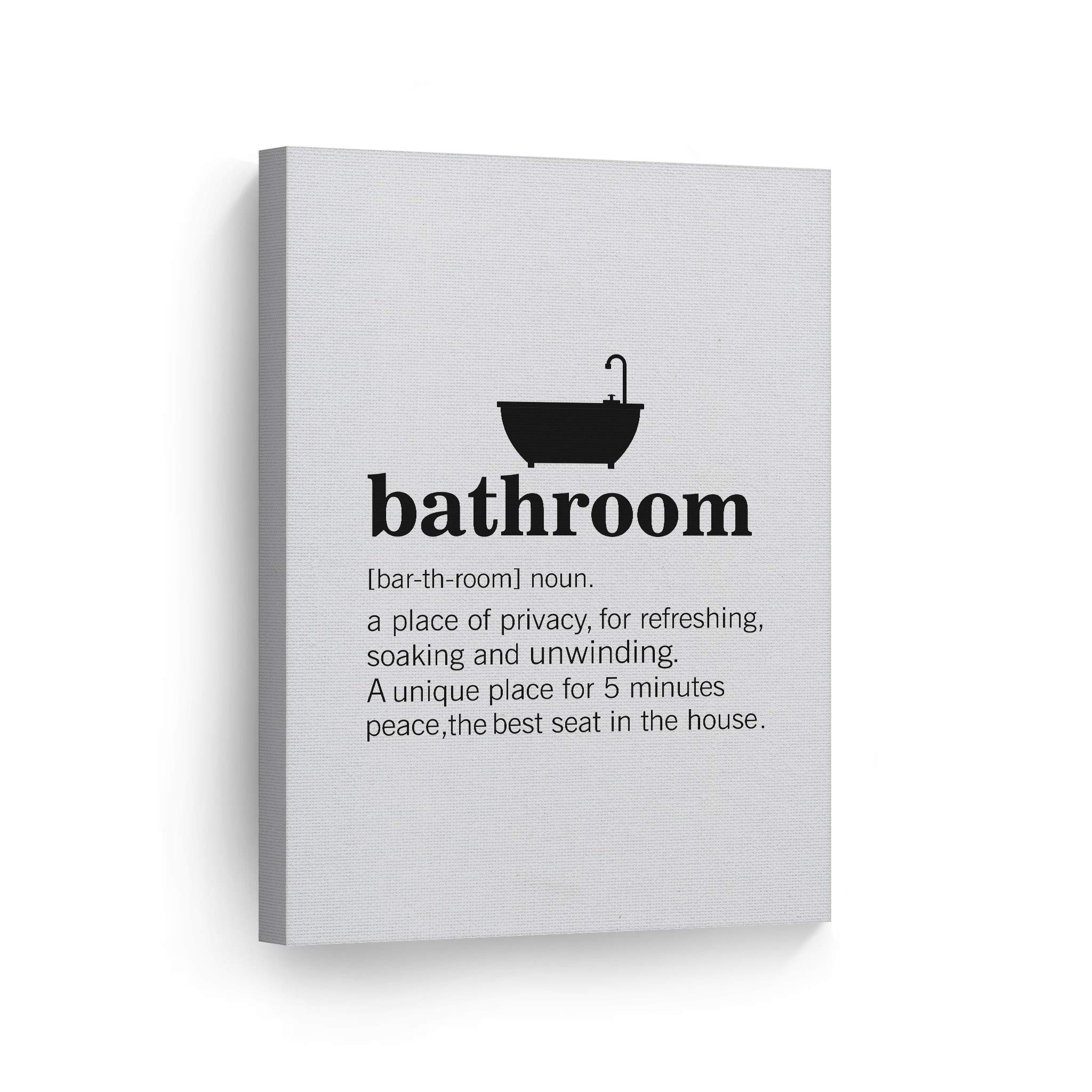 Funny Bathroom Wall Art - Smile Art Design Noun Dictionary Definition Canvas Print | Privacy Quote Bathroom Decor | Ready to Hang Home Decor (36x24) | Perfect for Powder Rooms, Guest Baths & Farmhouse Style Homes | Made in USA