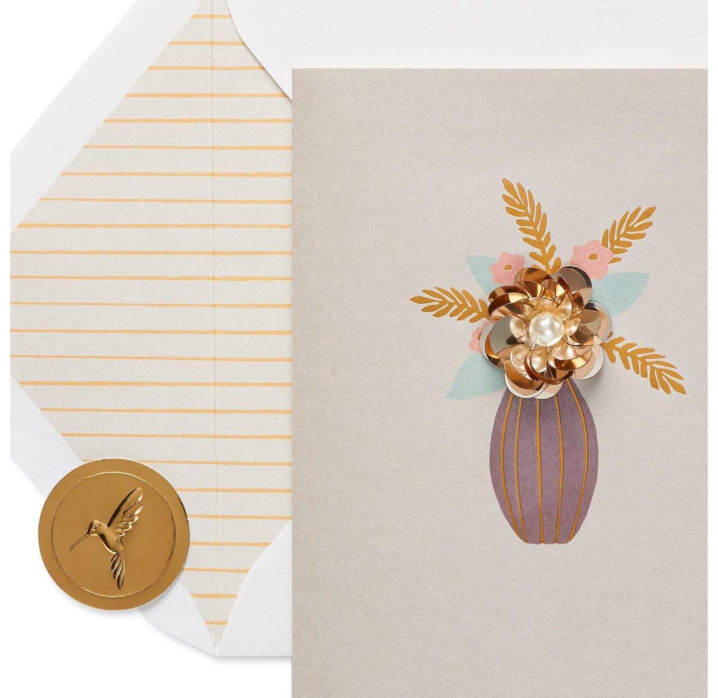 Floral Vase Thinking of You Greeting Card - Papyrus 6332660 (1 EA) - Perfect for Birthdays, Anniversaries & Sympathy Gifts