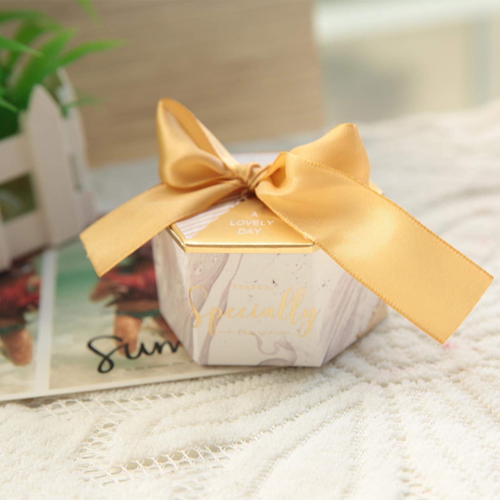 Elegant Marble Gold Candy Box - 30Pcs for Wedding & Jewelry Gifts