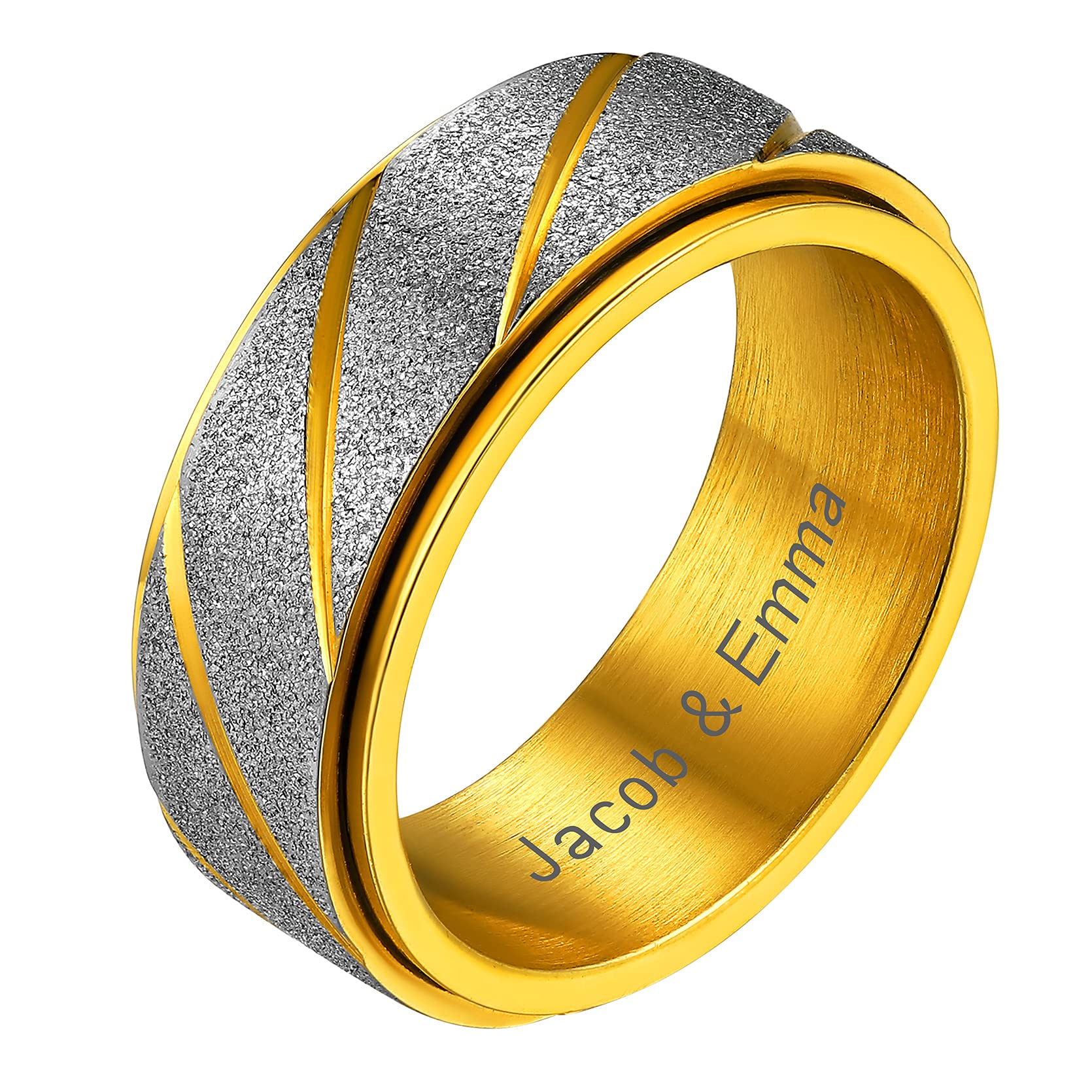 GOLDCHIC Spinner Ring for Men & Women - Titanium Steel Anxiety Relief Fidget Ring with Sand Blast Finish, Celtic Design, 8mm Width (Black/18k Gold Plated) - Sizes 7-12 - Perfect Stress Relief Gift for Office, Travel & Daily Wear - Includes Gift Box