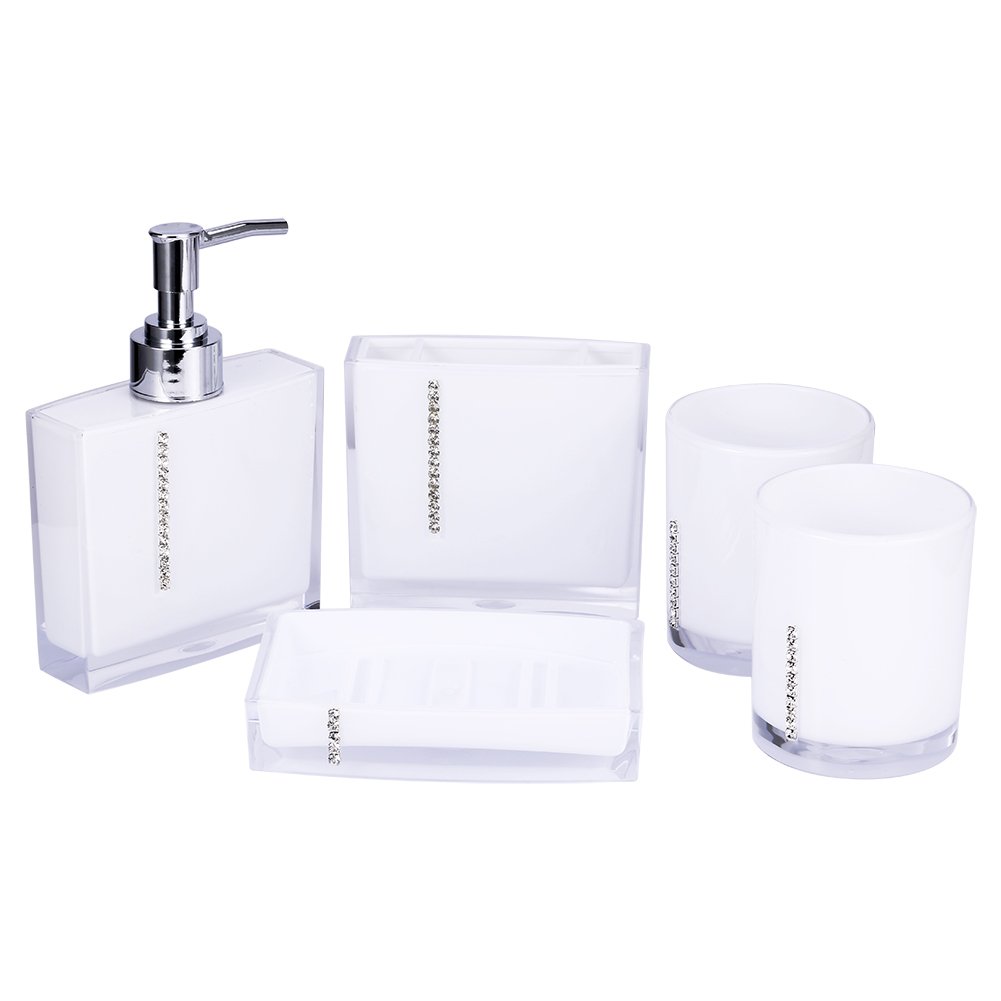 Estink 5PCS Acrylic Bathroom Set - Soap Dish, Toothbrush Holder for Home & Hotel