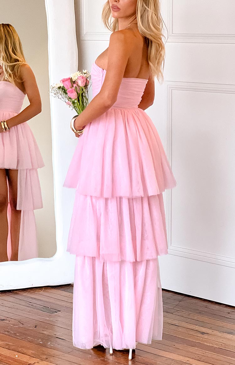Avery Women's Pink High Low Maxi Dress - Flowy Summer Beach Dress for Vacation, Party & Casual Wear