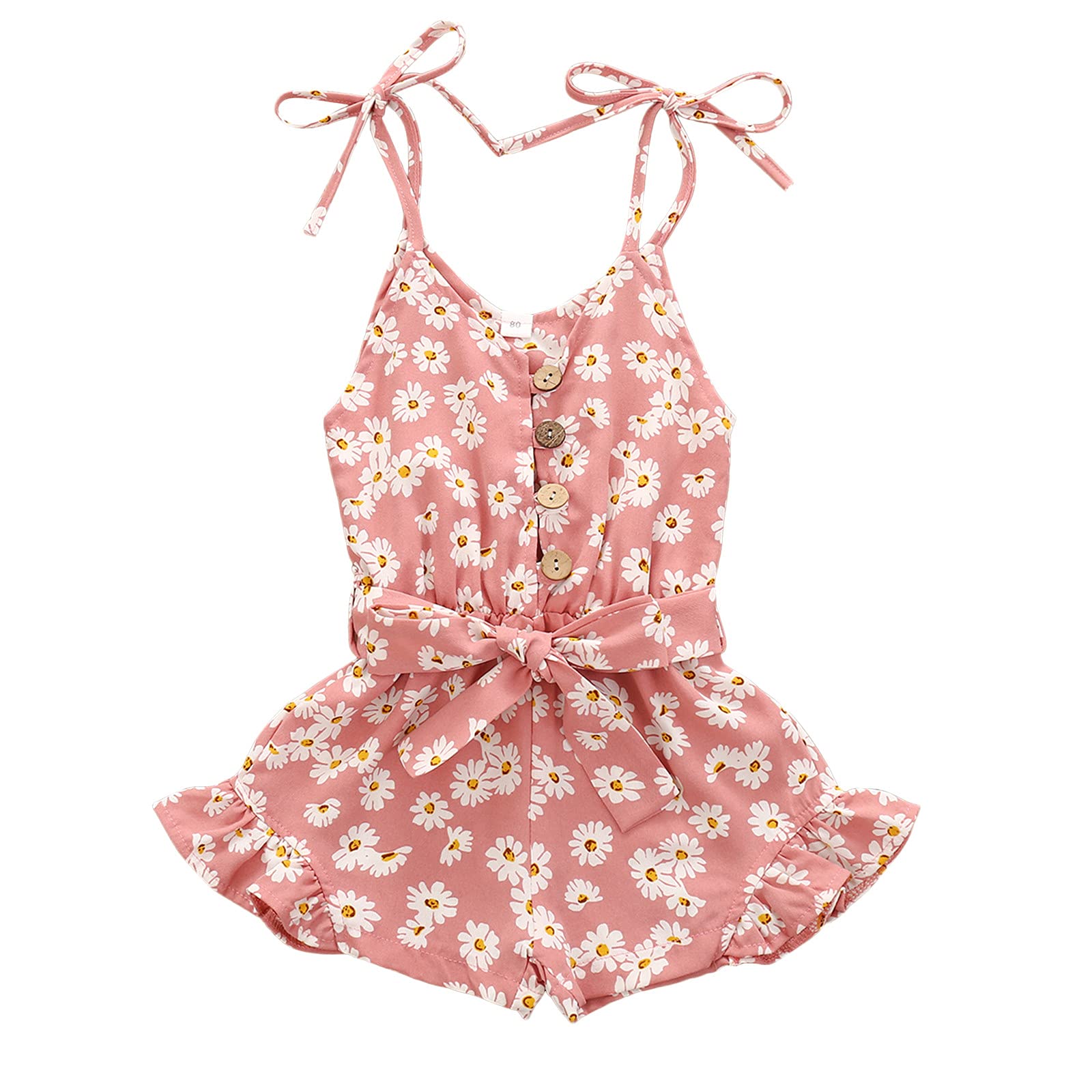 Baby Girl Birthday Dress - Floral Printed Sleeveless Jumpsuit with Suspenders | Toddler Romper & Bodysuit for Special Occasions & Photo Shoots