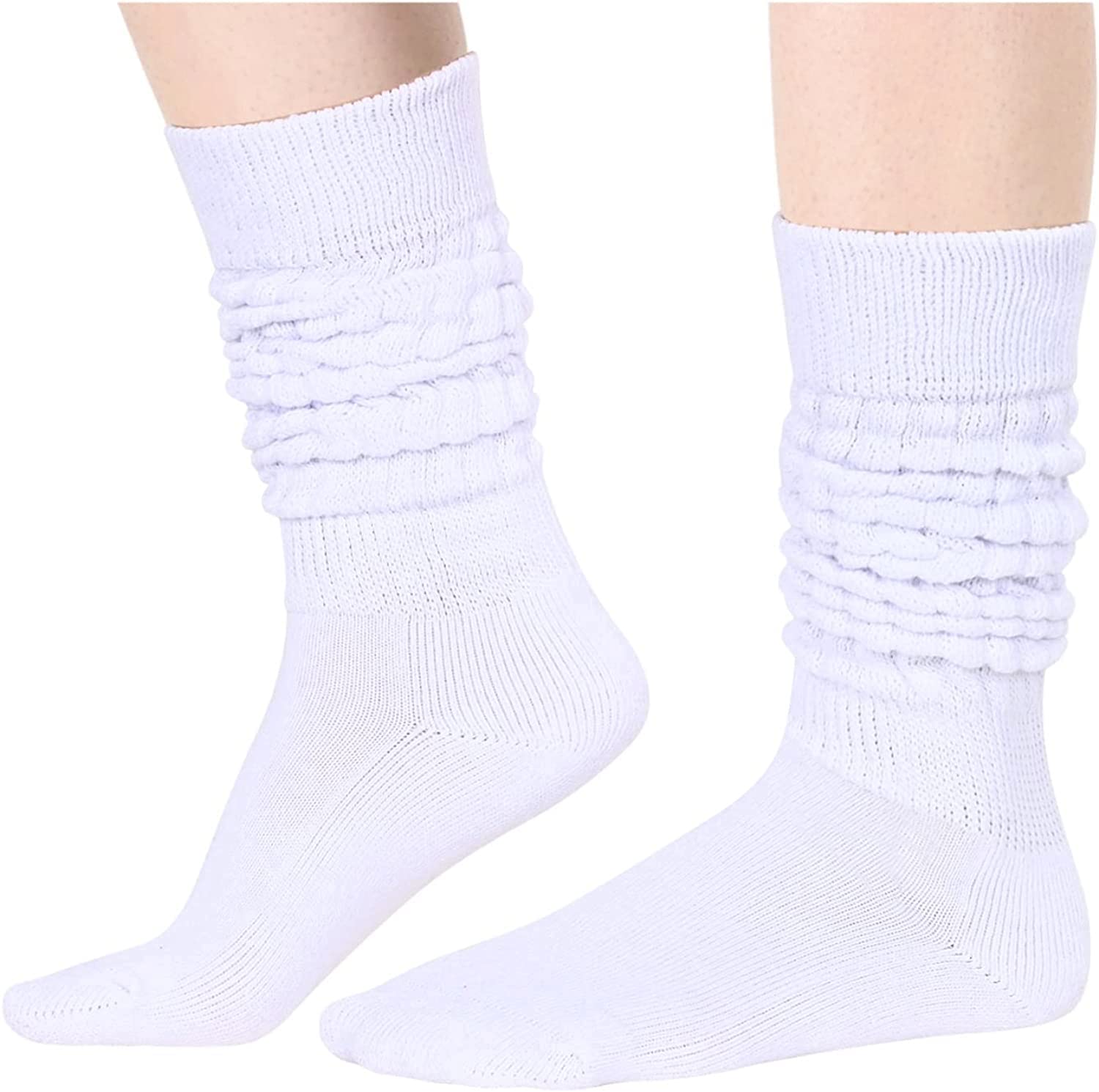 Zmart Women's Slouch Socks - Cozy Scrunch Socks 80s Retro Style (White, Black, Orange, Cream) - Perfect for Casual Wear, Dance, and 80s Themed Parties