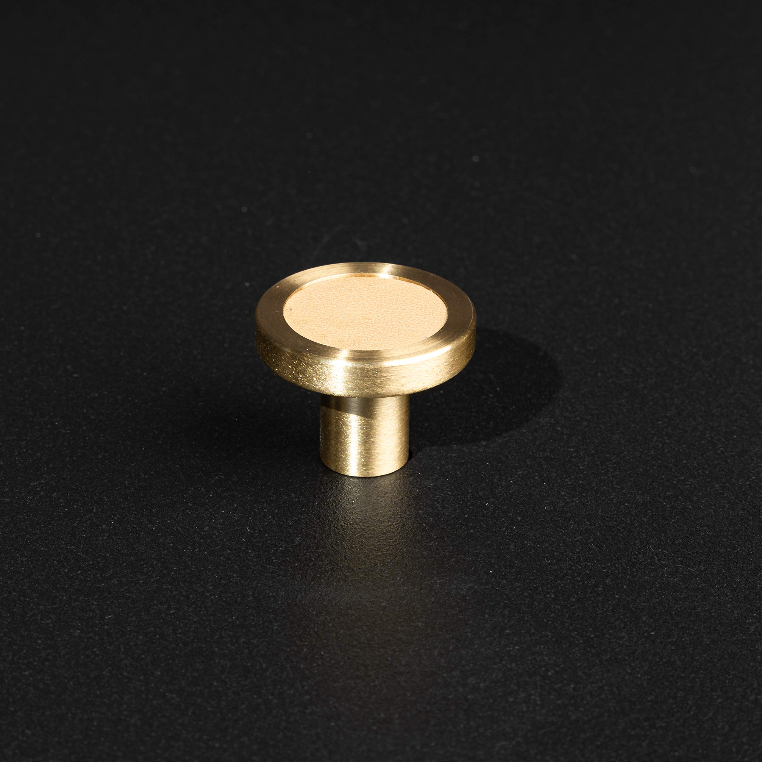 Gold Kitchen Cabinet Handles & Drawer Knobs - Brass Pulls for Cupboard, Bedroom, Bathroom - Durable Cabinet Hardware (Khaki Leather) - Perfect for Modern Home & Office Decor
