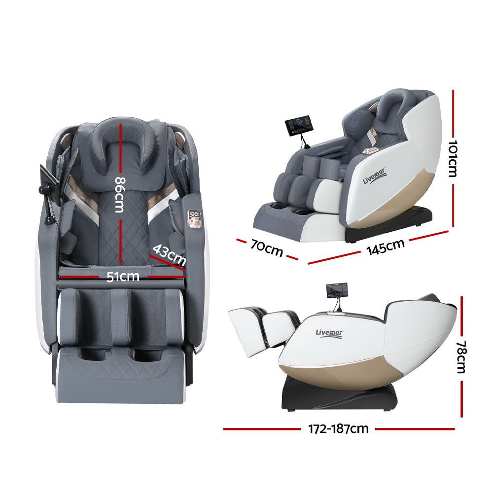 Livemor Electric Massage Chair with Recliner - Full Body Shiatsu Massager for Home, Office & Relaxation - Beryl Model