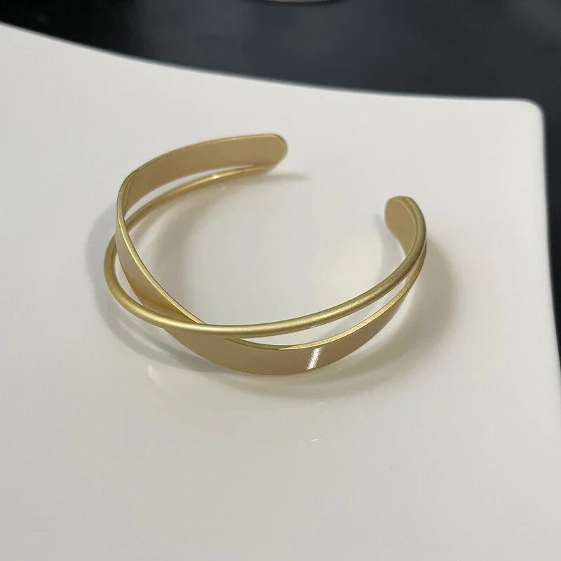 Luxury Matte Finish Mobius Bangle Bracelet - Gold/Silver Stackable Cuff for Women | Elegant Minimalist Jewelry Gift for Birthday, Anniversary & Special Occasions