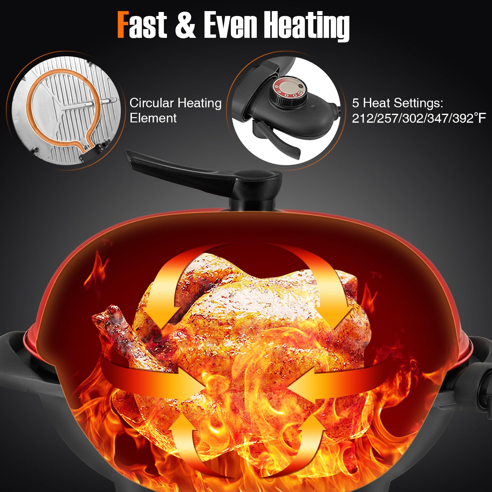 Giantex Electric Grill 1350W - Indoor Outdoor Non-Stick BBQ Griddle with 3 Cooking Zones, Adjustable Temperature Control & Drip Tray - 200sq.in Portable Grill for Balcony, Apartment, Backyard, Party, Camping, Picnics, Tailgating (Red)