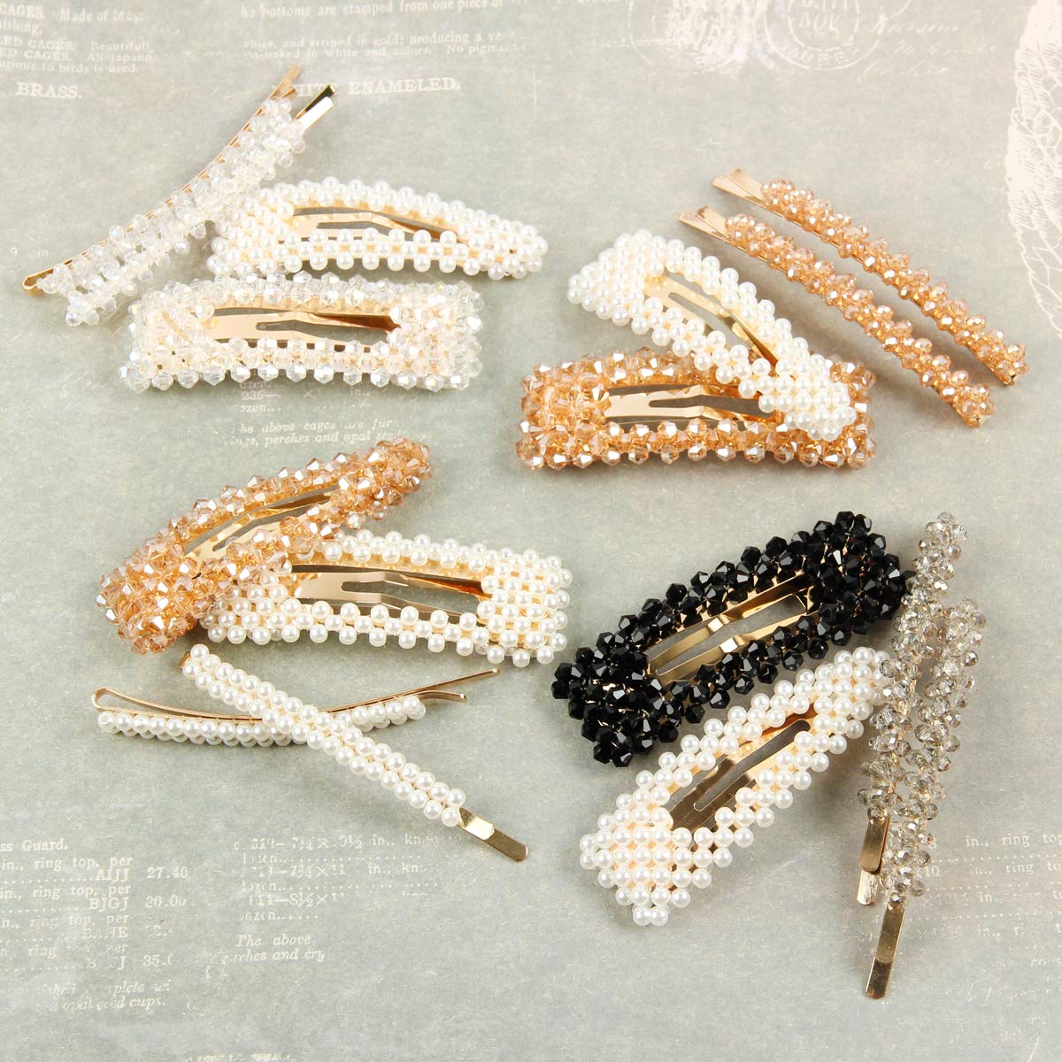 Sparkly Rhinestone & Pearl Bridal Hair Accessories Set - Wedding Headpiece Tiara, Gatsby Barrettes, Drape Headband for Bride, Princess Costume Jewelry (Crystal & Pearl Hair Pin Set) | Perfect for Weddings, Prom, Pageants & Special Occasions