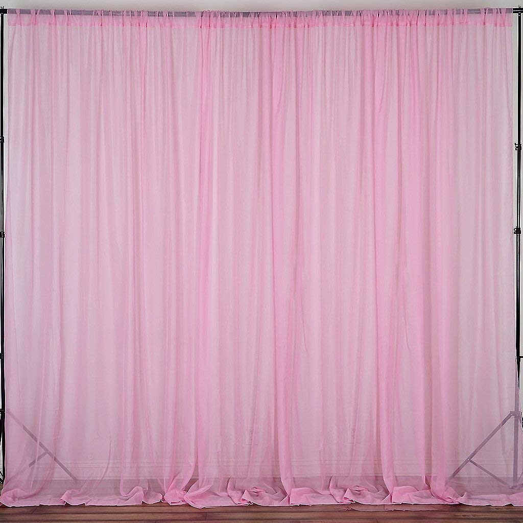 Sheer Lightweight Pink Chiffon Window Curtain Panel - 58