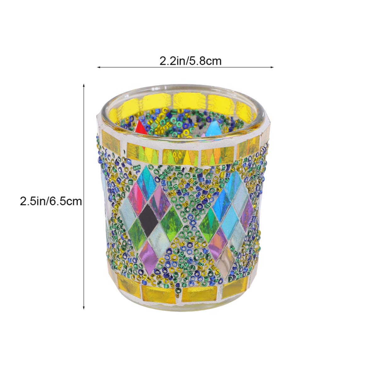 Uonlytech Mosaic Glass Tealight Candle Holder - Handmade Stained Glass Candle Cup for Scented Tea Lights - Perfect for Wedding Centerpieces, Home Decor, and Romantic Ambiance