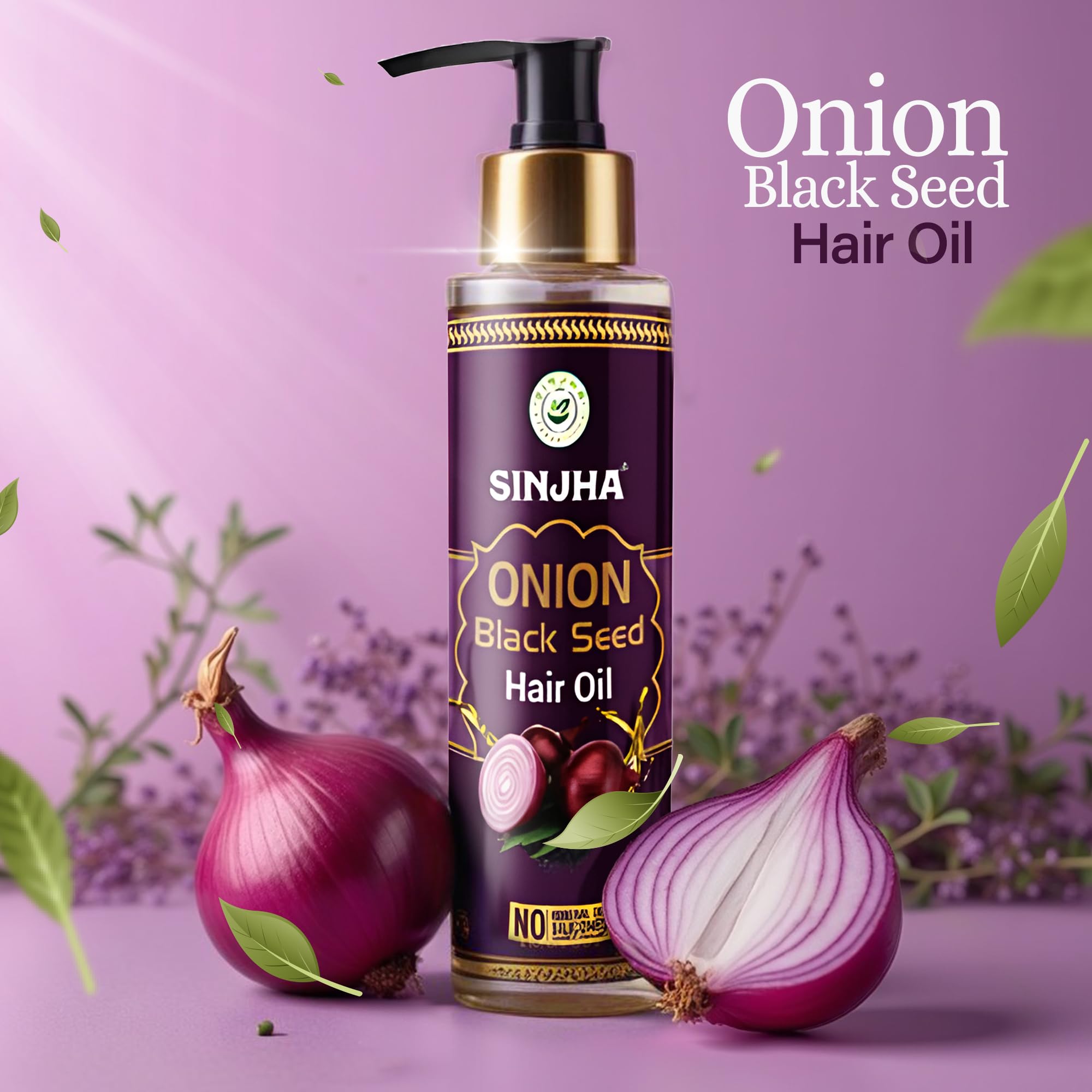 Sinjha Onion Black Seed Hair Oil 100ml - Natural Hair Growth Treatment for Thinning Hair & Hair Loss Control | Perfect for Daily Scalp Massage & Damaged Hair Repair