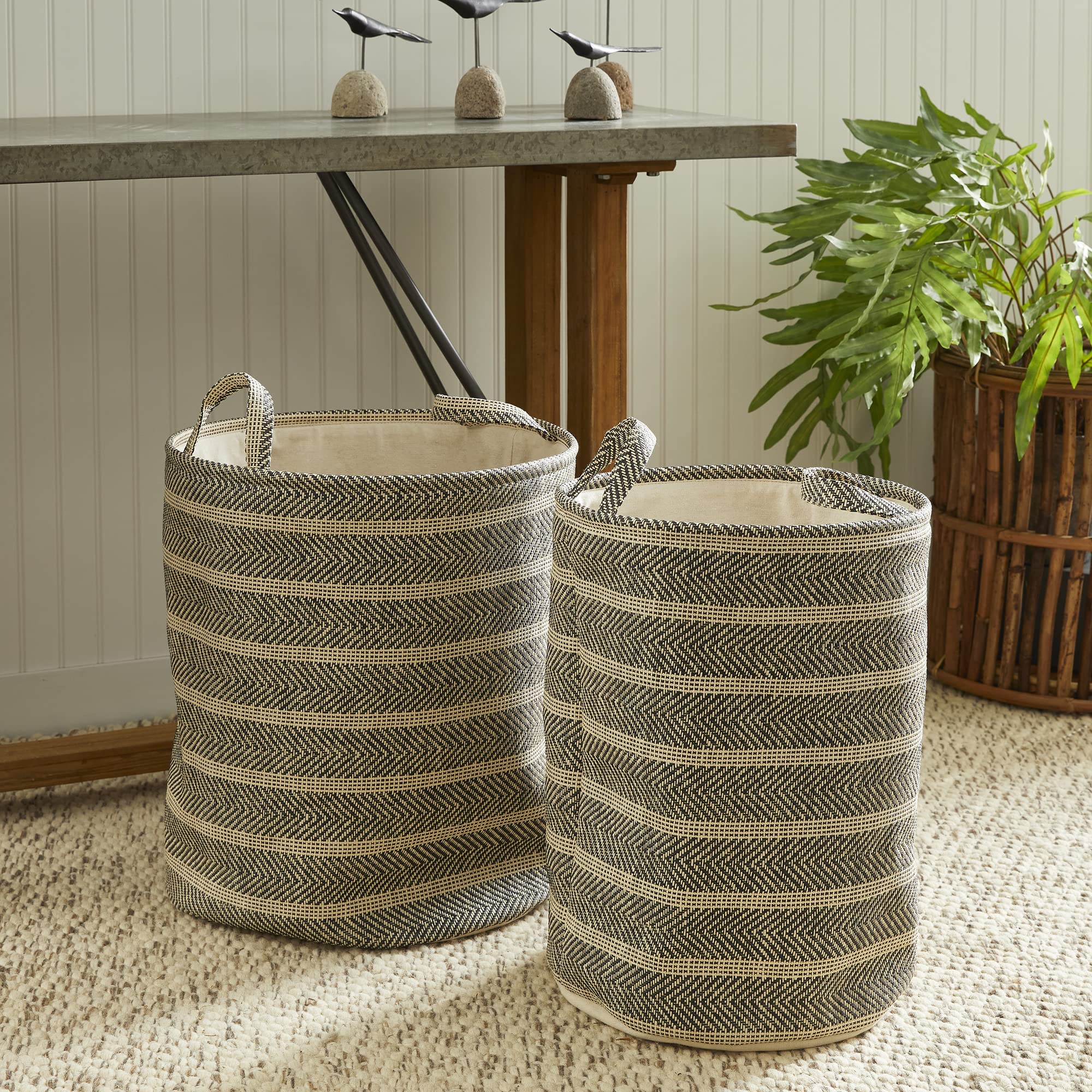 Napa Home Accents Marleigh Round Baskets Set of 2 - Woven Storage Bins for Home Organization, Laundry, Toys & Decor