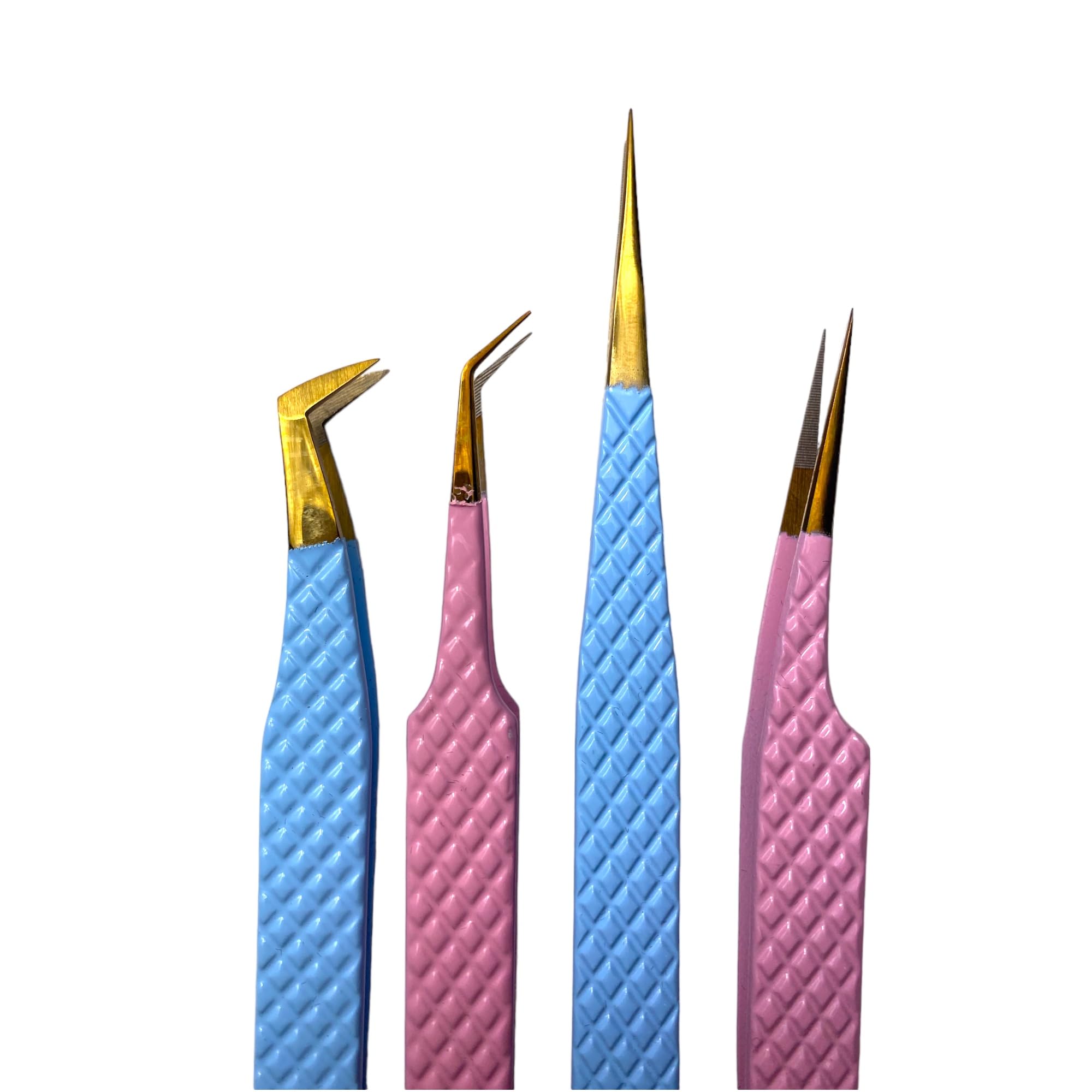 Professional Precision Eyelash Extension Tweezers Set - 4 Pcs High-Quality Lash Tweezers for Salon & DIY Use (Pink) | Perfect for Eyelash Extensions, Volume Lashes & Lash Lift Applications