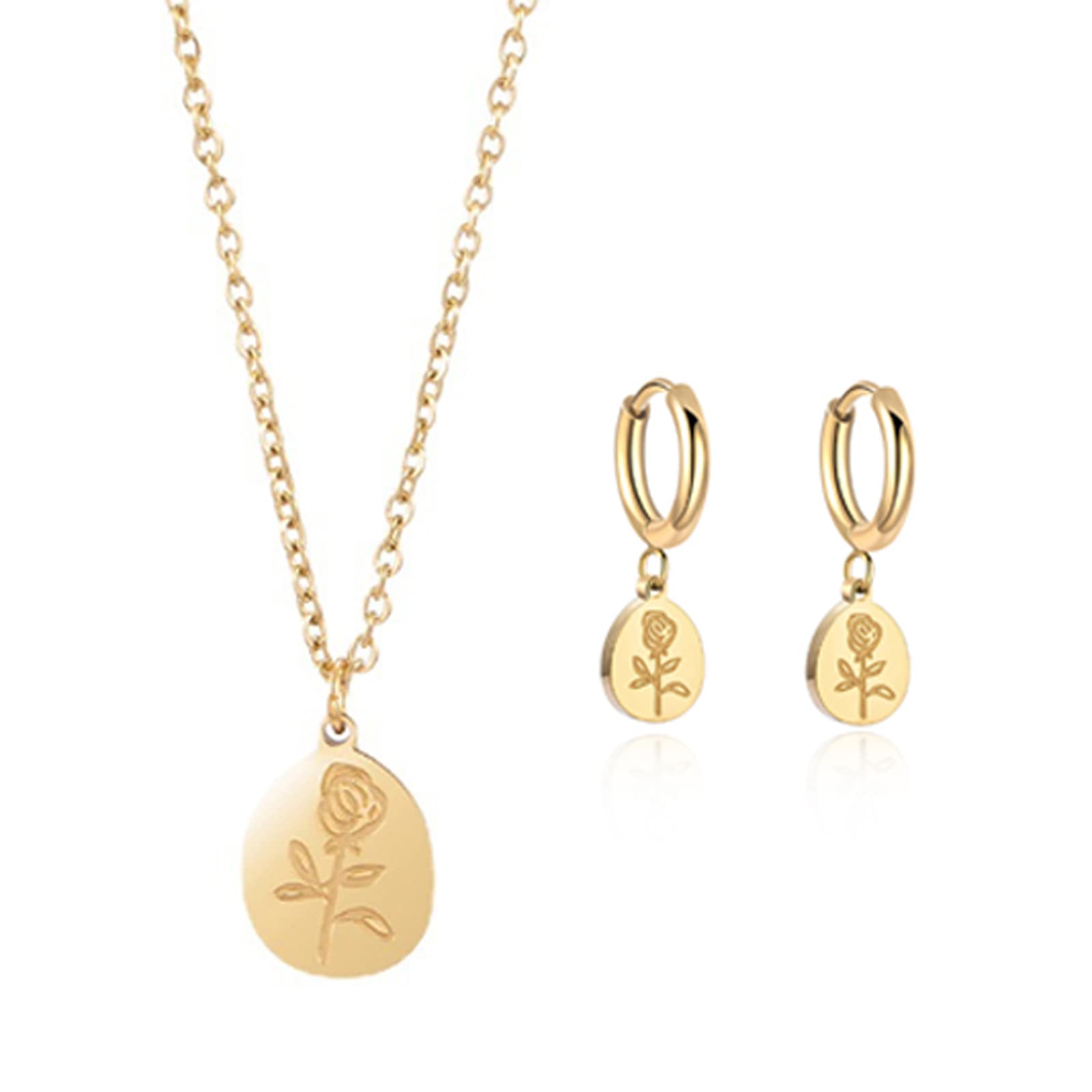 18K Gold Plated Jewelry Set for Women & Teen Girls - Elegant Pendant Necklace & Earrings Gift Set for Valentine's Day, Mother's Day, Birthday | Perfect for Date Nights, Parties, and Special Occasions