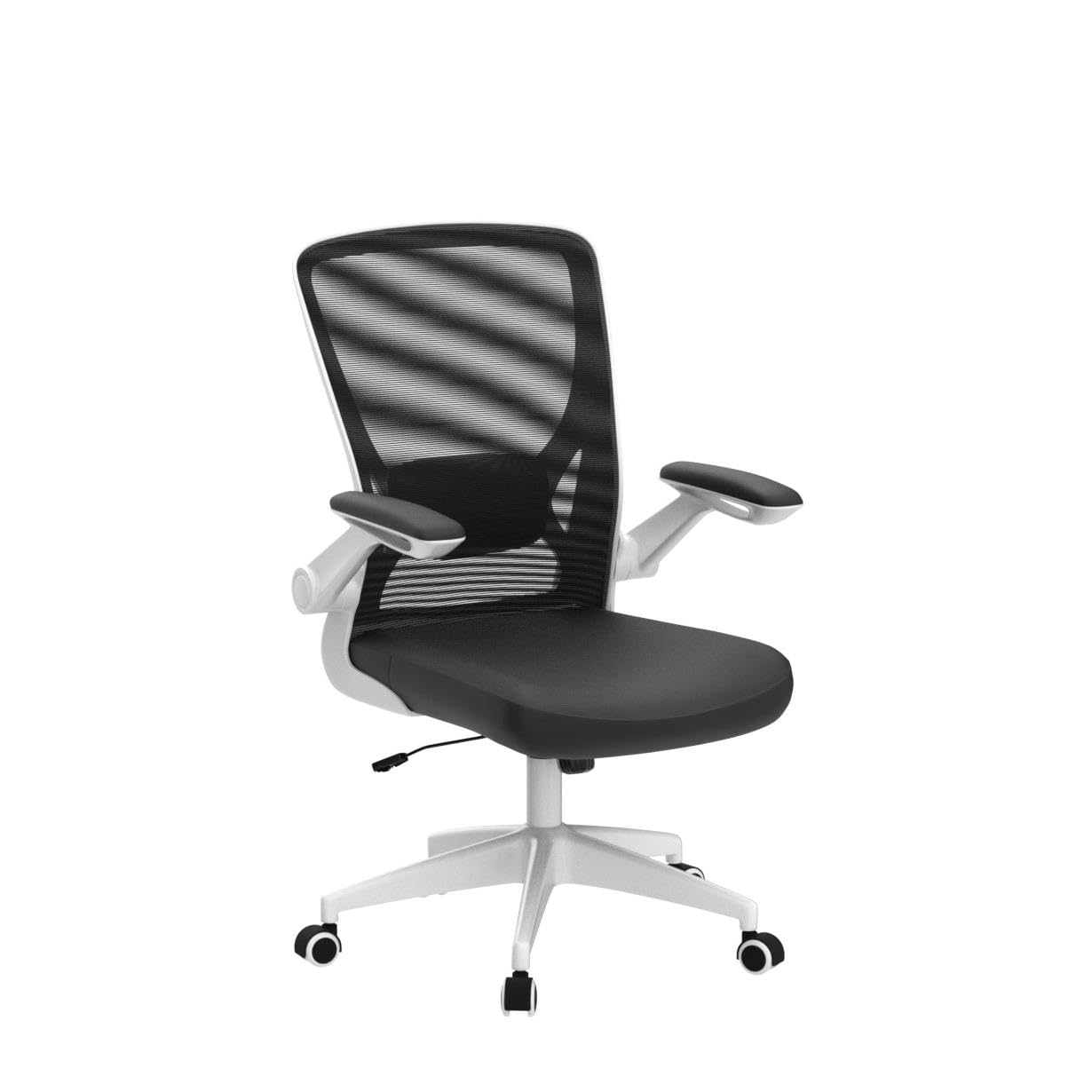 KERDOM Ergonomic Office Chair - Breathable Mesh Computer Desk Chair with Lumbar Support, Wheels & Flip-Up Arms - Adjustable Height Swivel Task Chair for Home Office & Gaming (White) - Perfect for Long Work Sessions, Online Classes & PC Gaming