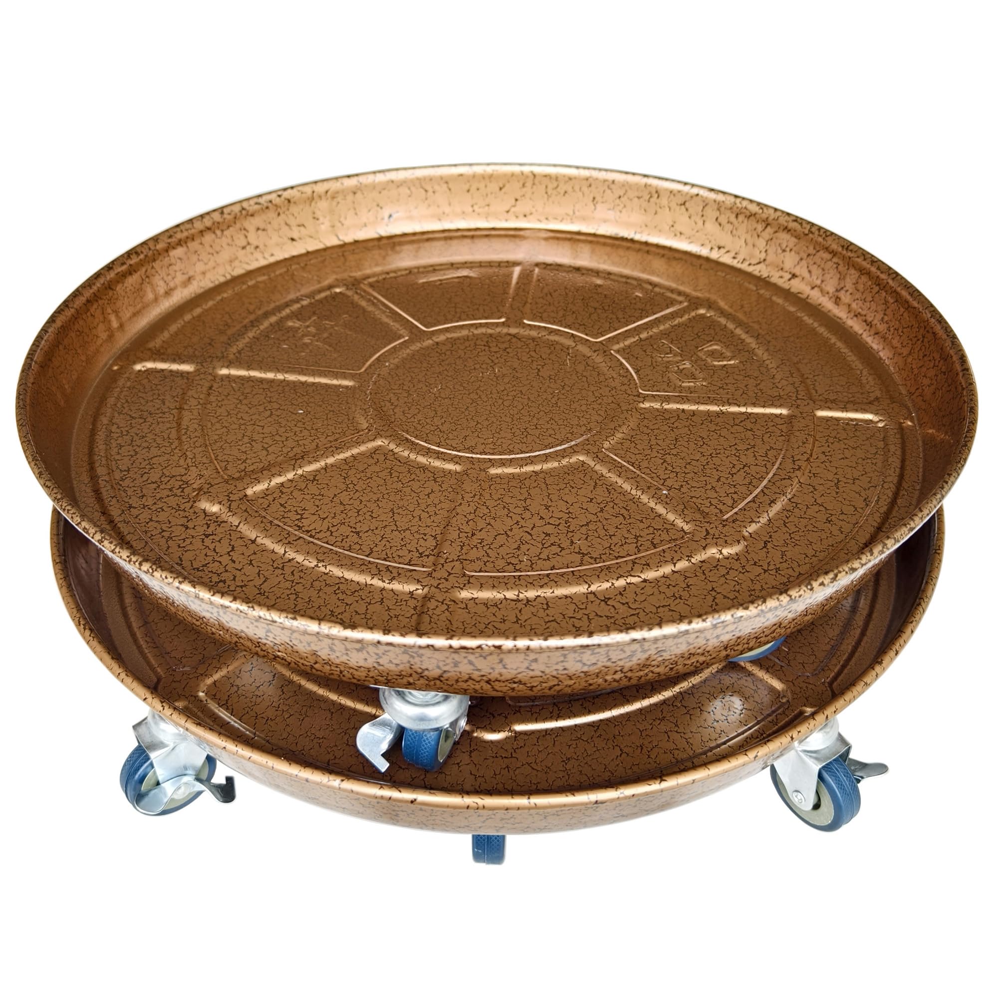Heavy Duty Metal Plant Pallet Caddy - 2 Pack Rolling Planter Pot Mover with Iron Wheels (20.07 inches, Bronze) for Indoor/Outdoor Garden, Greenhouse, and Nursery Use