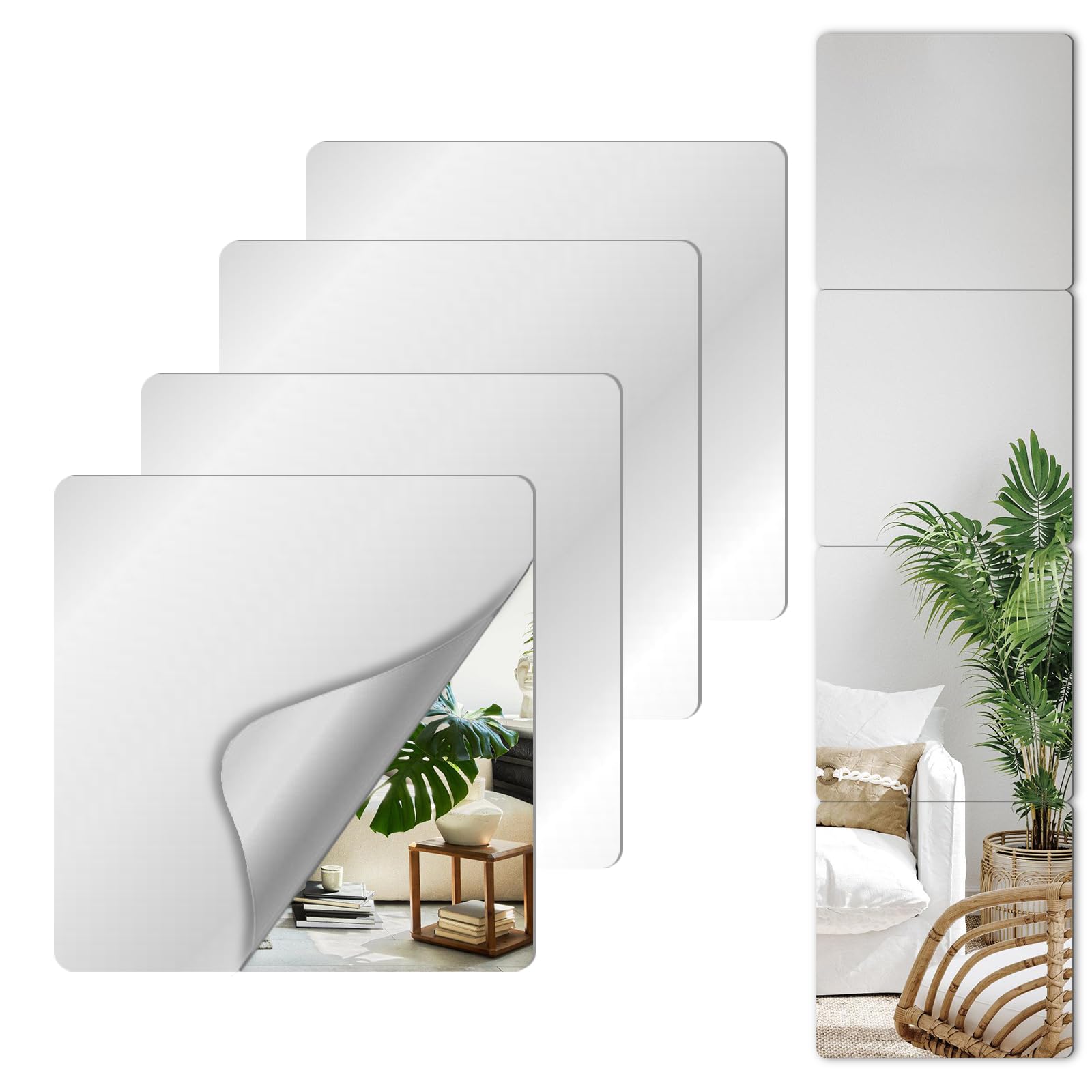 Shatterproof Acrylic Mirror Tiles for Kids - 10