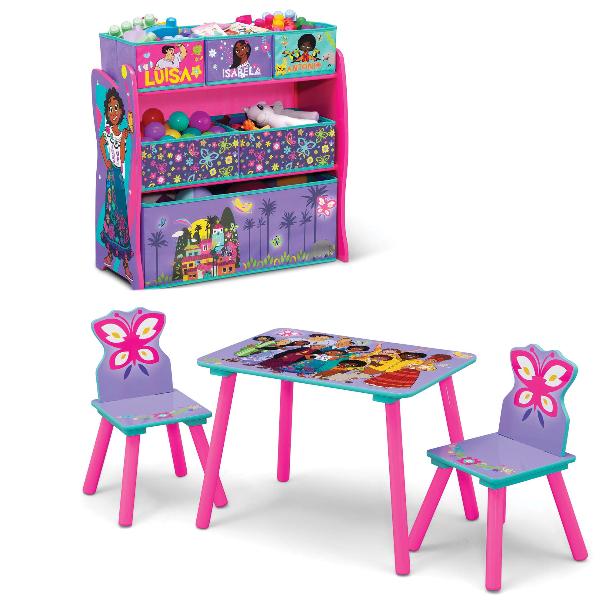Disney Encanto 4-Piece Toddler Playroom Set - Kids Bedroom Decor & Play Area Furniture for Disney Fans - Perfect for Nursery, Daycare or Birthday Gifts