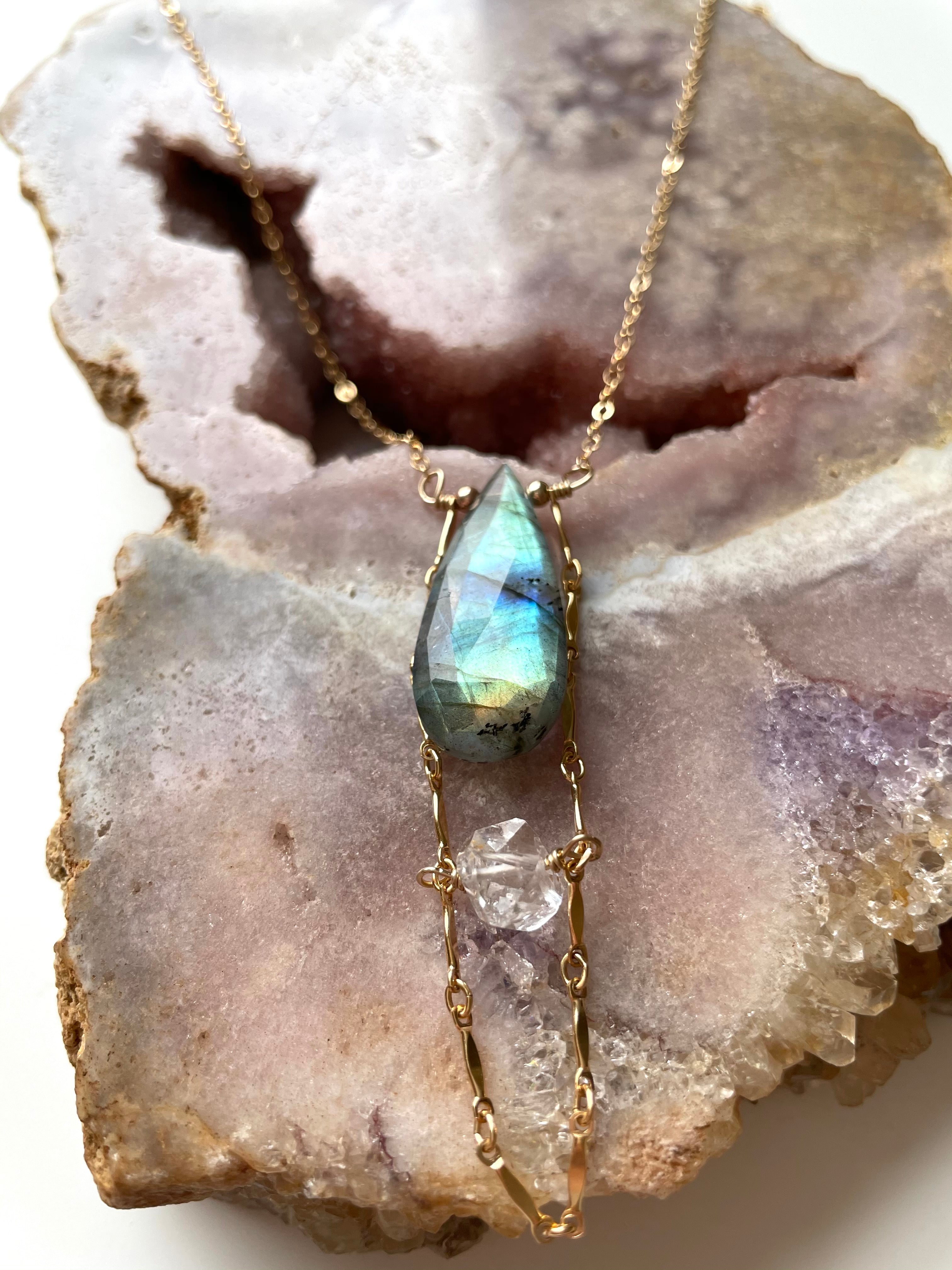 Unique Labradorite & Herkimer Diamond 16