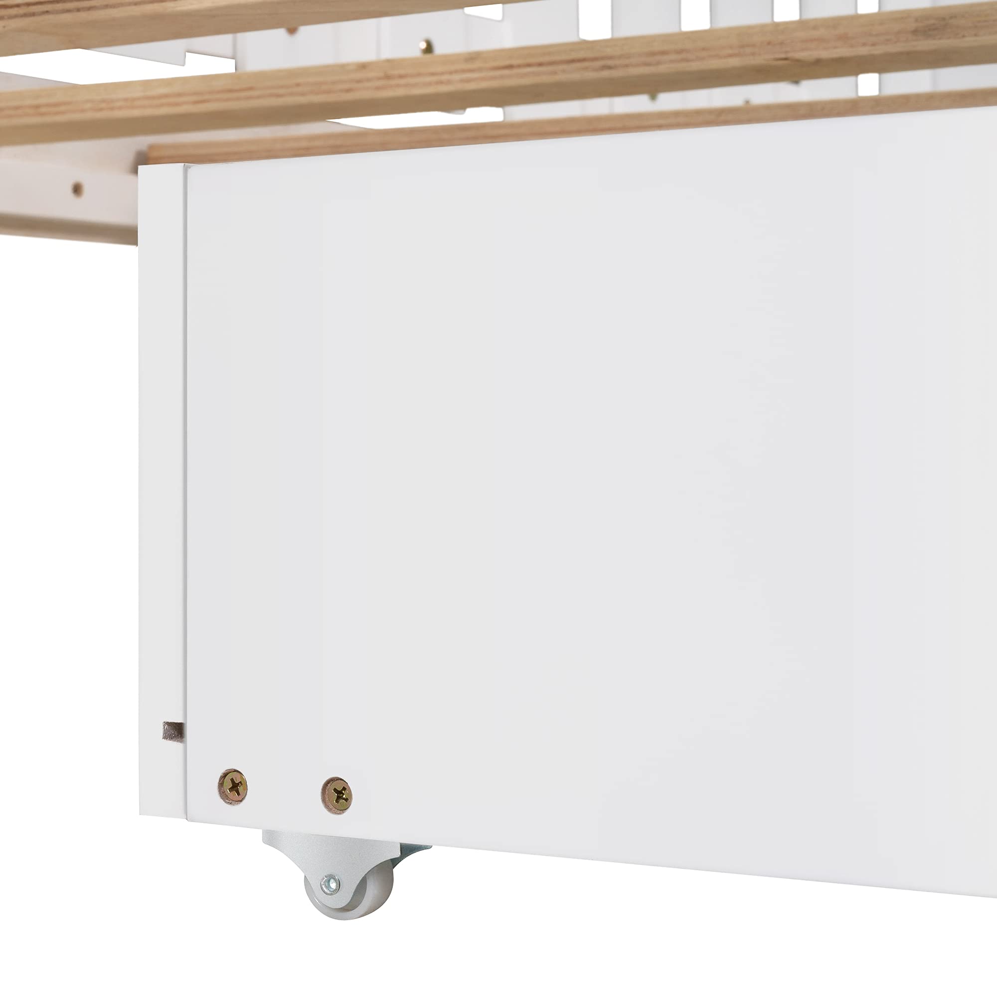 Modern Wooden Twin Size Platform Bed with 6 Drawers - Low Profile Daybed with Fence-Shaped Guardrail, No Box Spring Needed - Perfect for Small Bedrooms, Guest Rooms & Studio Apartments (White)