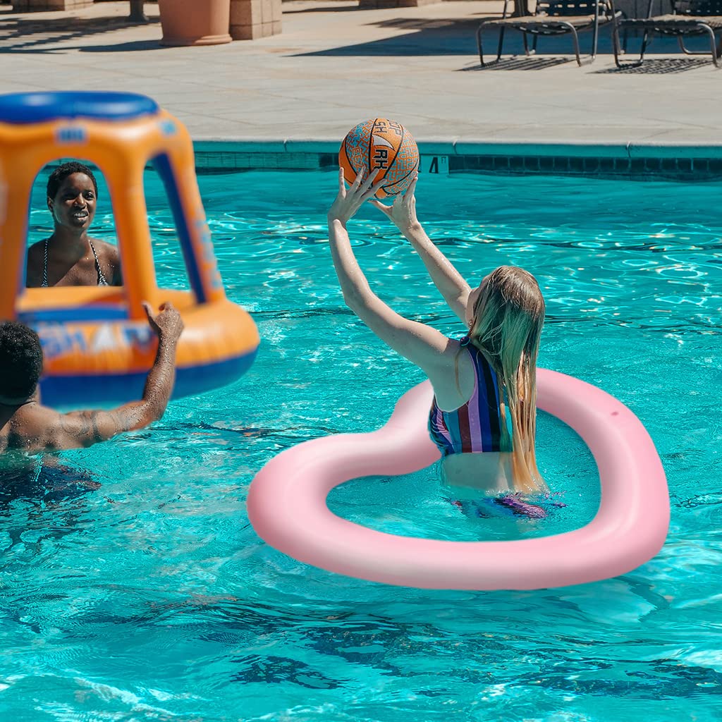 Inflatable Heart Pool Float - Sweet Love Swim Ring Lounger Tube for Summer Water Fun, Beach Party, Pool Party - Perfect for Kids & Adults (Pink, 55