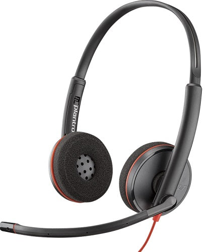 Plantronics Poly Blackwire 3225 Stereo Headset with 3.5mm Jack - Noise Cancelling Office Headphones for Calls, Gaming & Remote Work (Black)