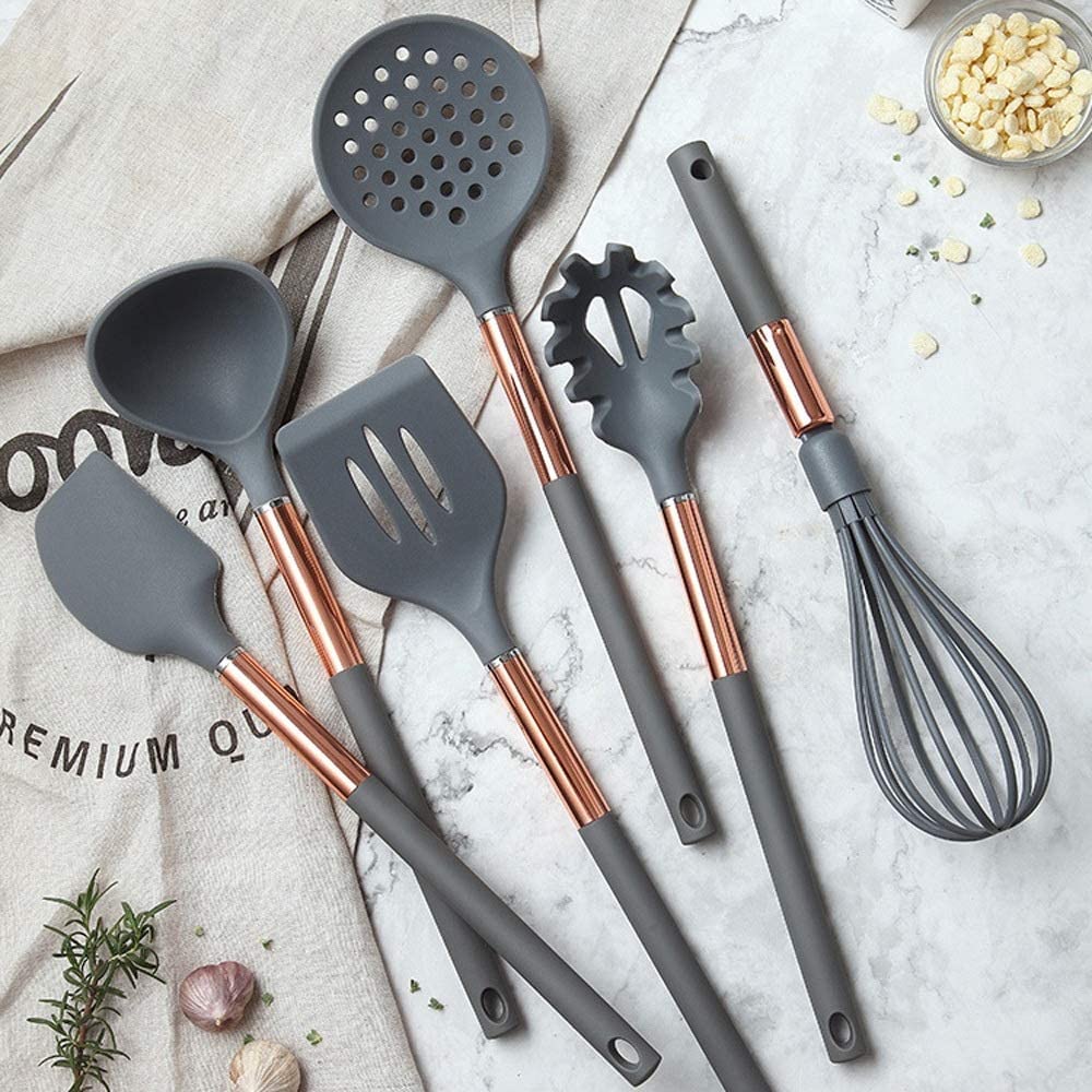 Premium 7-in-1 Silicone Kitchen Utensil Set - Heat Resistant, Non-Stick & Dishwasher Safe Cooking Tools with Ergonomic Handles (Spatula, Spoon, Turner) - Perfect for Baking, Frying & Everyday Cooking