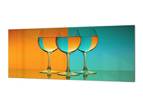 Wine glasses in orange and blue