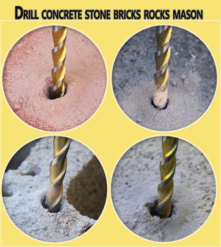 Carbide Tip Masonry Drill Bit Set 10Pcs for Concrete Stone Bricks - DIY & Construction
