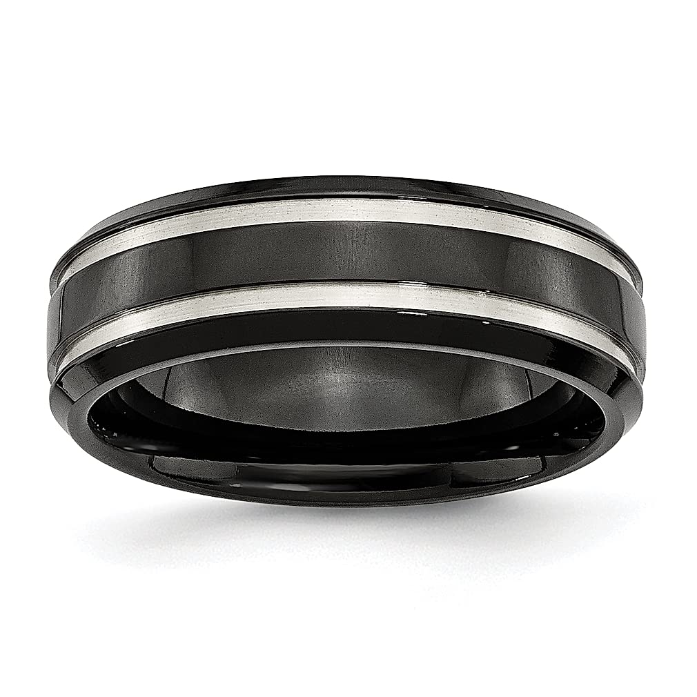 ICE CARATS 7mm Titanium Black Band Ring for Men - Wedding, Fashion Jewelry, Gifts for Him, Dad - Perfect for Anniversaries, Engagements & Special Occasions