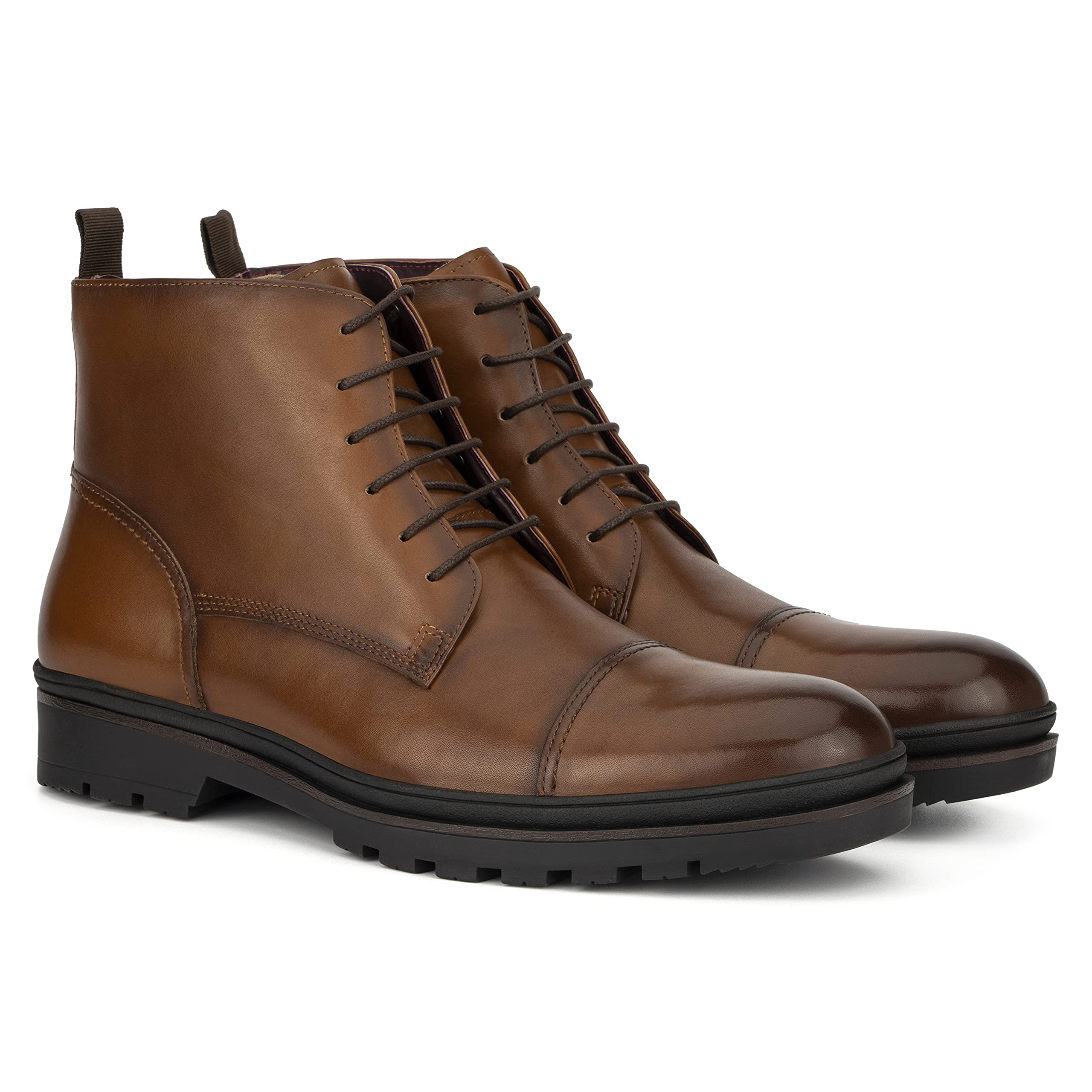 Vintage Foundry Co. Benny Men's Handcrafted Leather Motorcycle Boots - Lace Up & Zipper, Cap Toe, Rubber Outsole - Perfect for Riding, Casual Wear & Outdoor Adventures