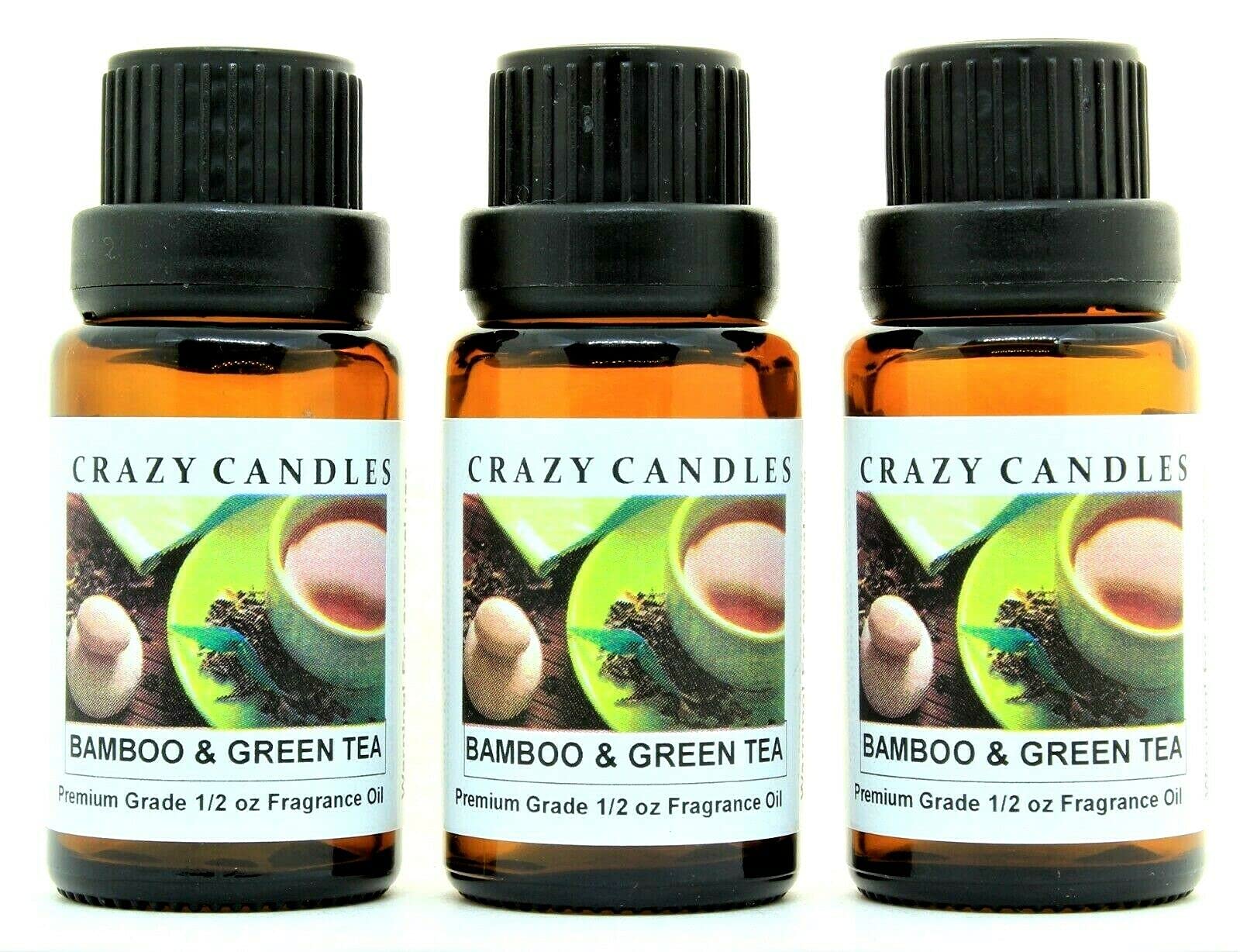 Premium Bamboo & Green Tea Scented Fragrance Oil - 3 Pack (1/2 Fl Oz/15ml Each) - Aromatherapy, Home Diffuser, Candle Making & DIY Projects