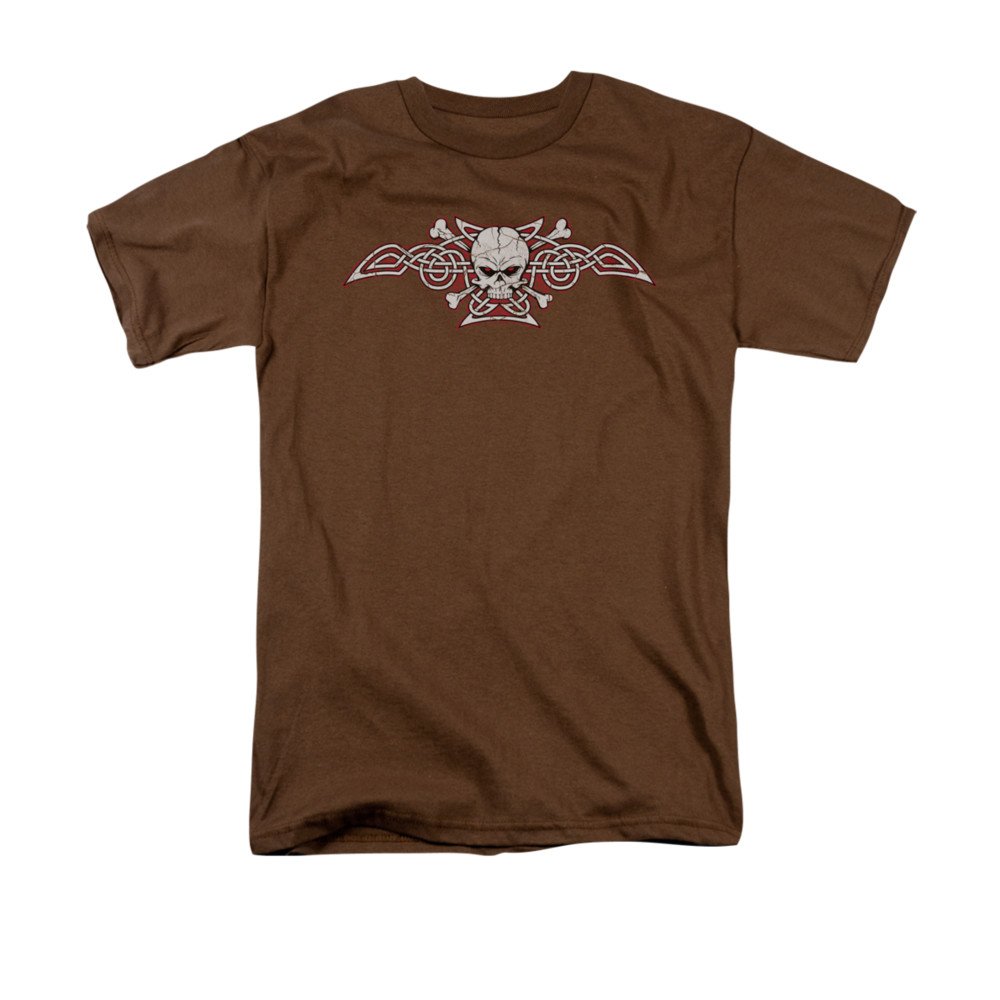 Trevco Men's Celtic Skull & Bones Graphic T-Shirt | Cool Vintage Irish Design Cotton Tee for Casual Wear, Concerts & St. Patrick's Day