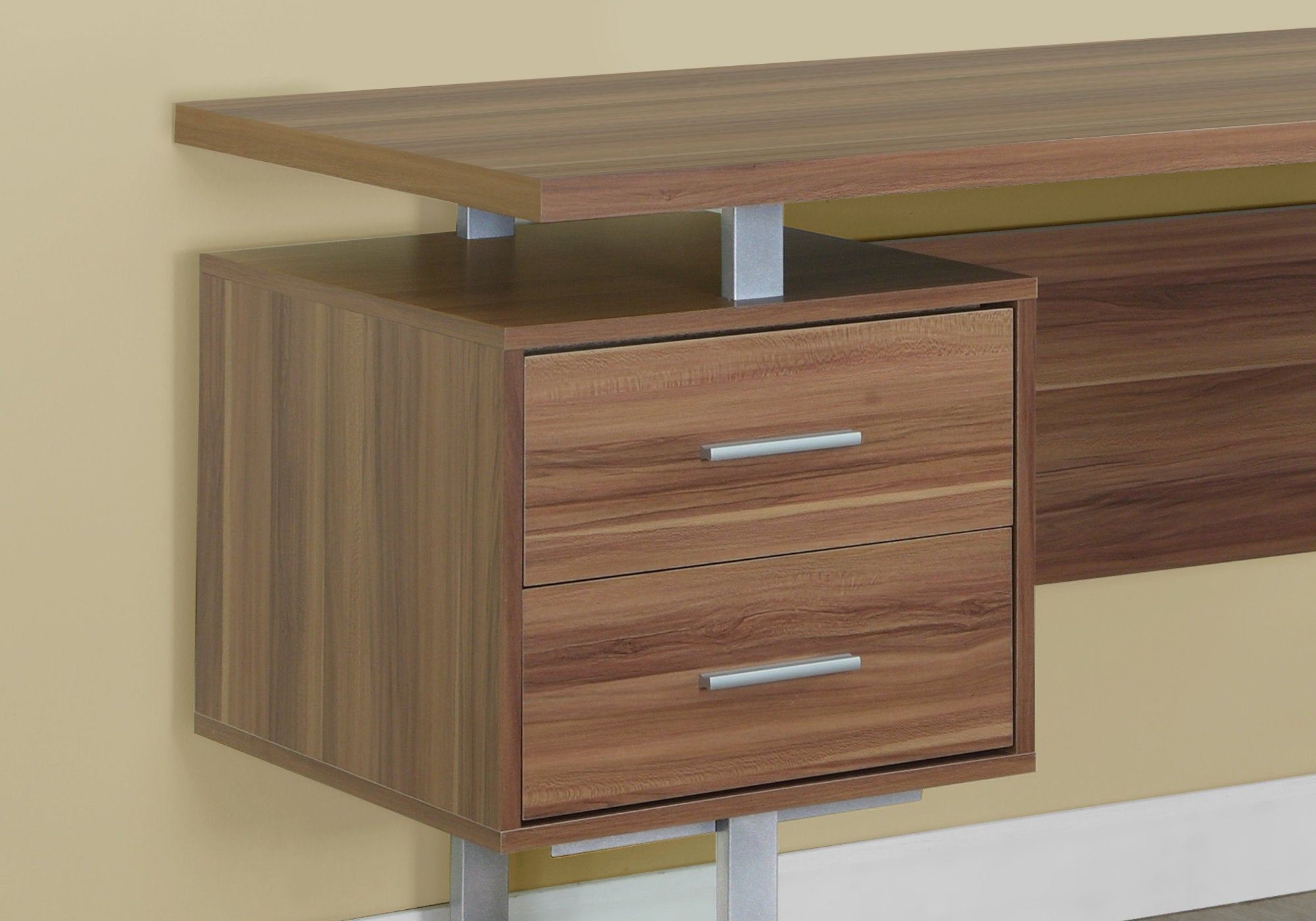 Office Series 60L Storage Box - Walnut & Silver Metal - Perfect for Home, Office, and Dorm Organization