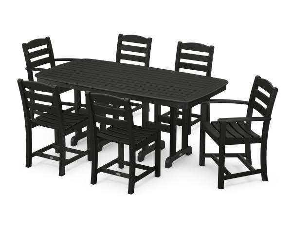 Polywood Black La Casa Cafe 7-Piece Outdoor Dining Set - Durable & Weather-Resistant Patio Furniture for Backyard, Garden, and Poolside